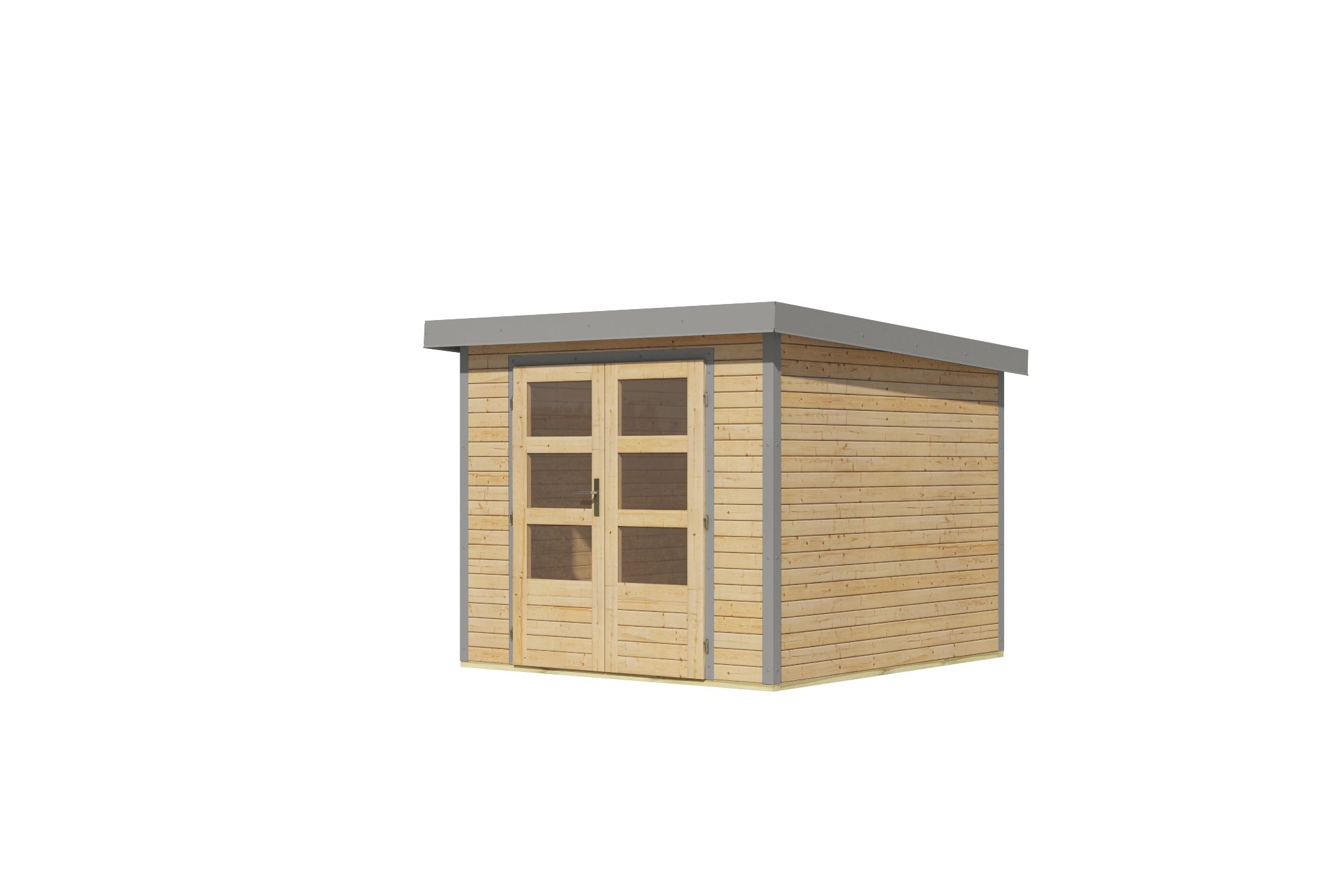 Karibu Gartenhaus Holz & Metall Jupiter 3,5 in Naturbelassen mit Metall in Graualuminium, Freisteller