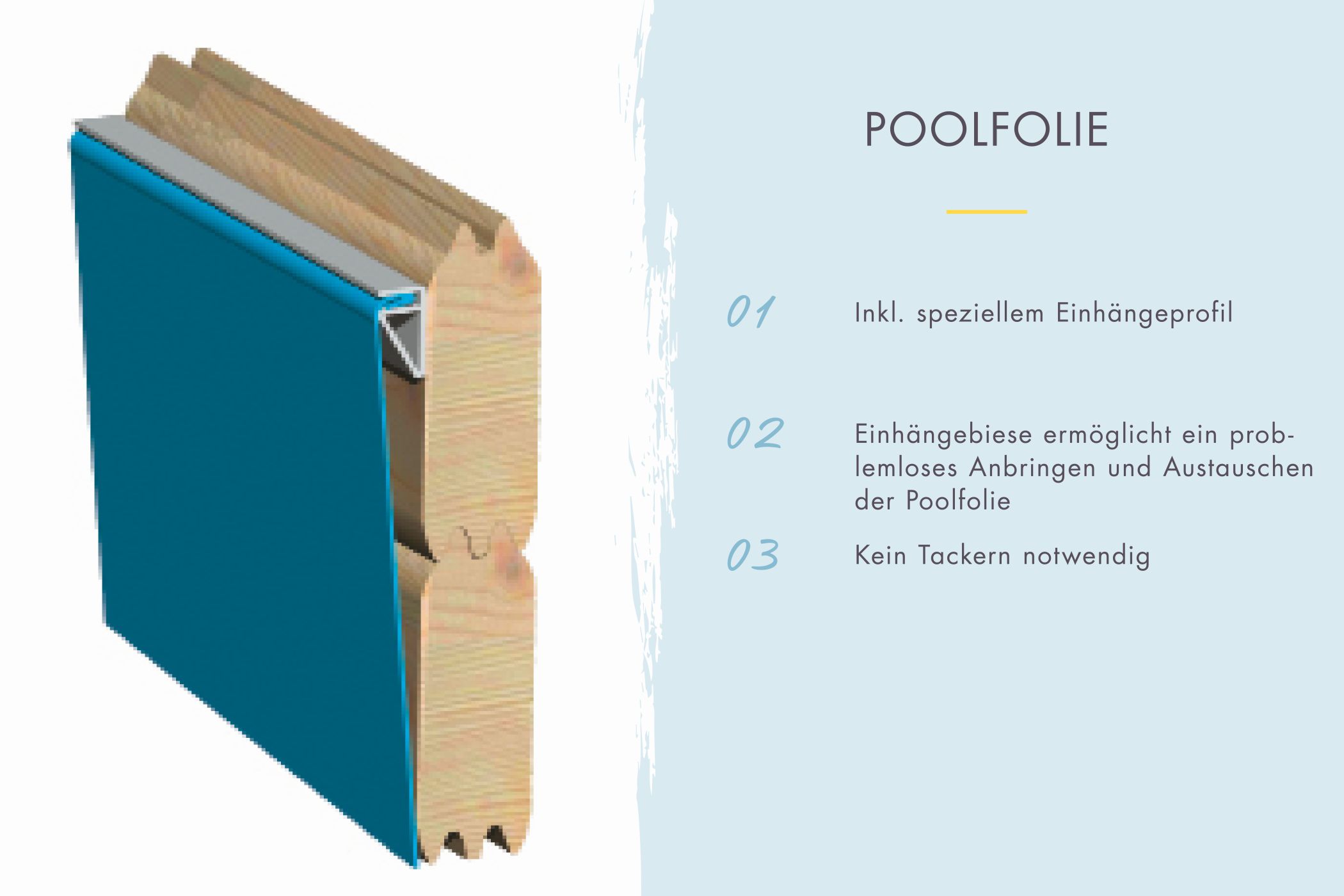 Detailansicht der Karibu Pool Modell X0 ca. 3,3x3,3m aus Holz (kesseldruckimprägniert)