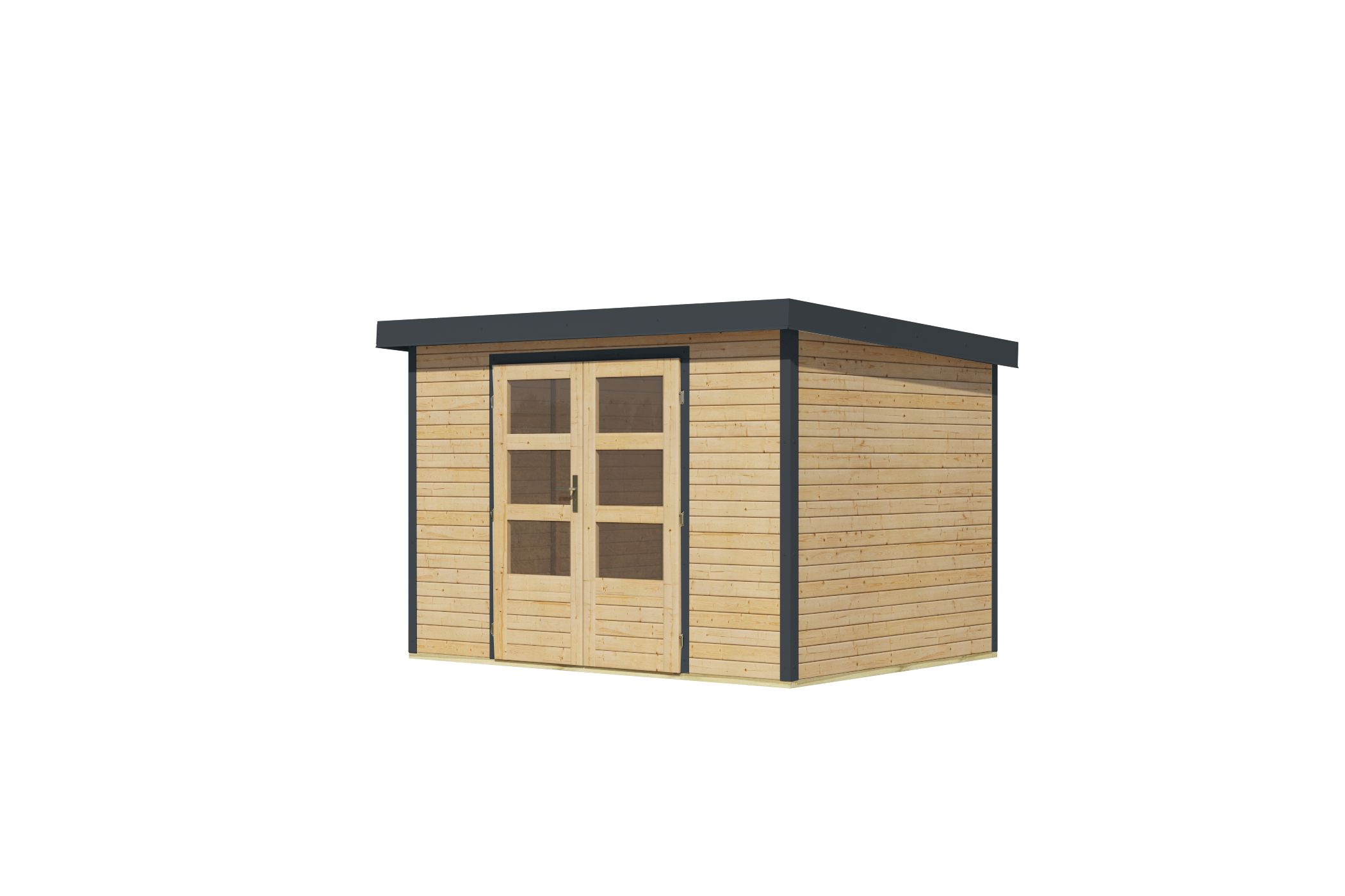 Karibu Gartenhaus Holz & Metall Jupiter 4 in Naturbelassen mit Metall in Anthrazit, Freisteller