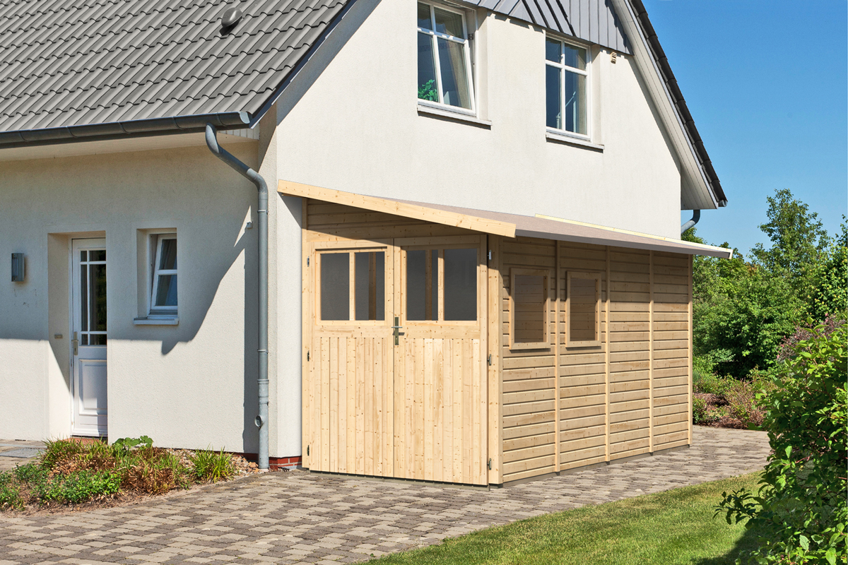 Karibu Gerätehaus Wandlitz 4 in Naturbelassen, Außenansicht