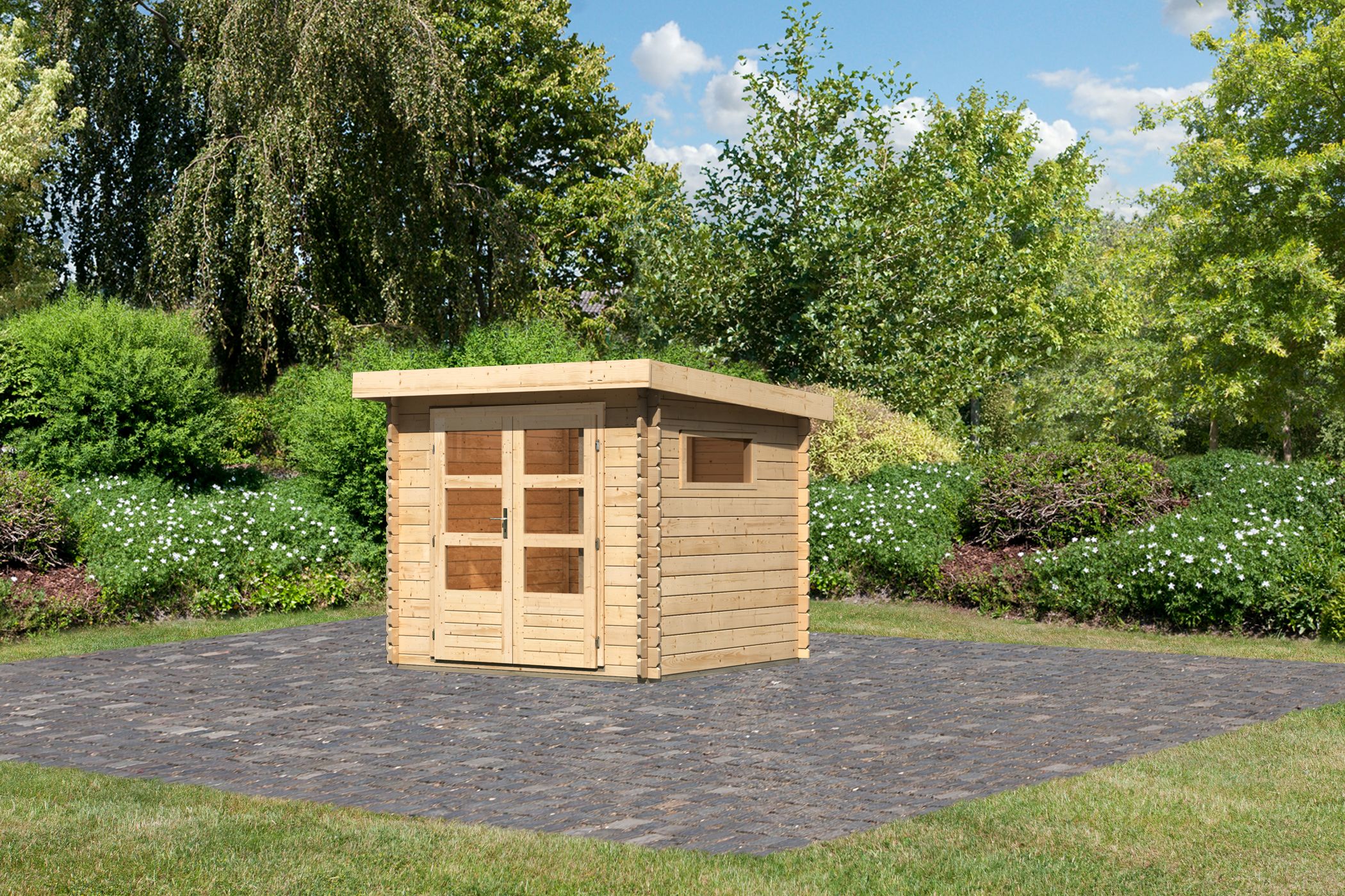 Karibu Gartenhaus Benstrup 2 in Naturbelassen, Außenansicht