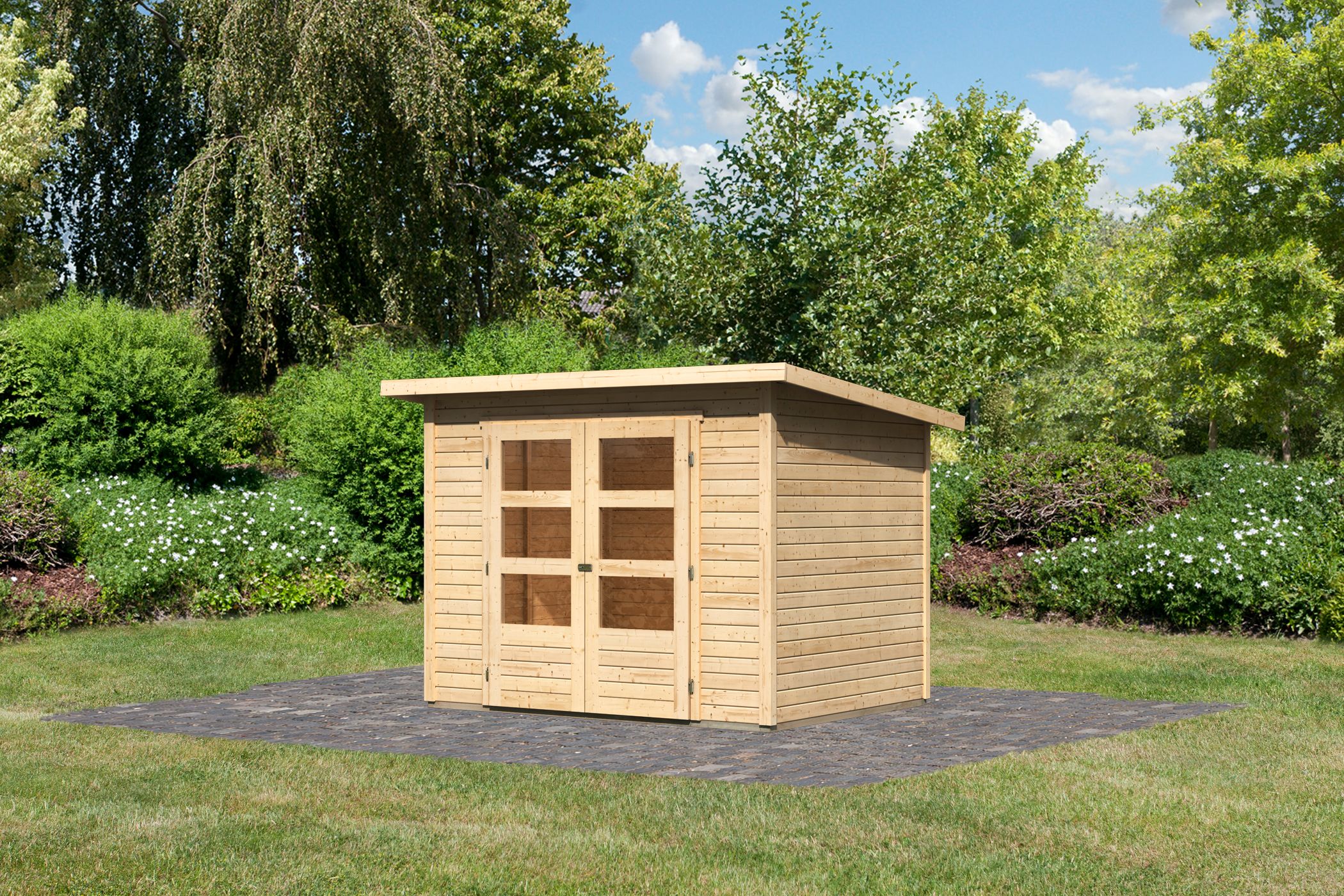 Karibu Gerätehaus Stockach 3 in Naturbelassen, Außenansicht