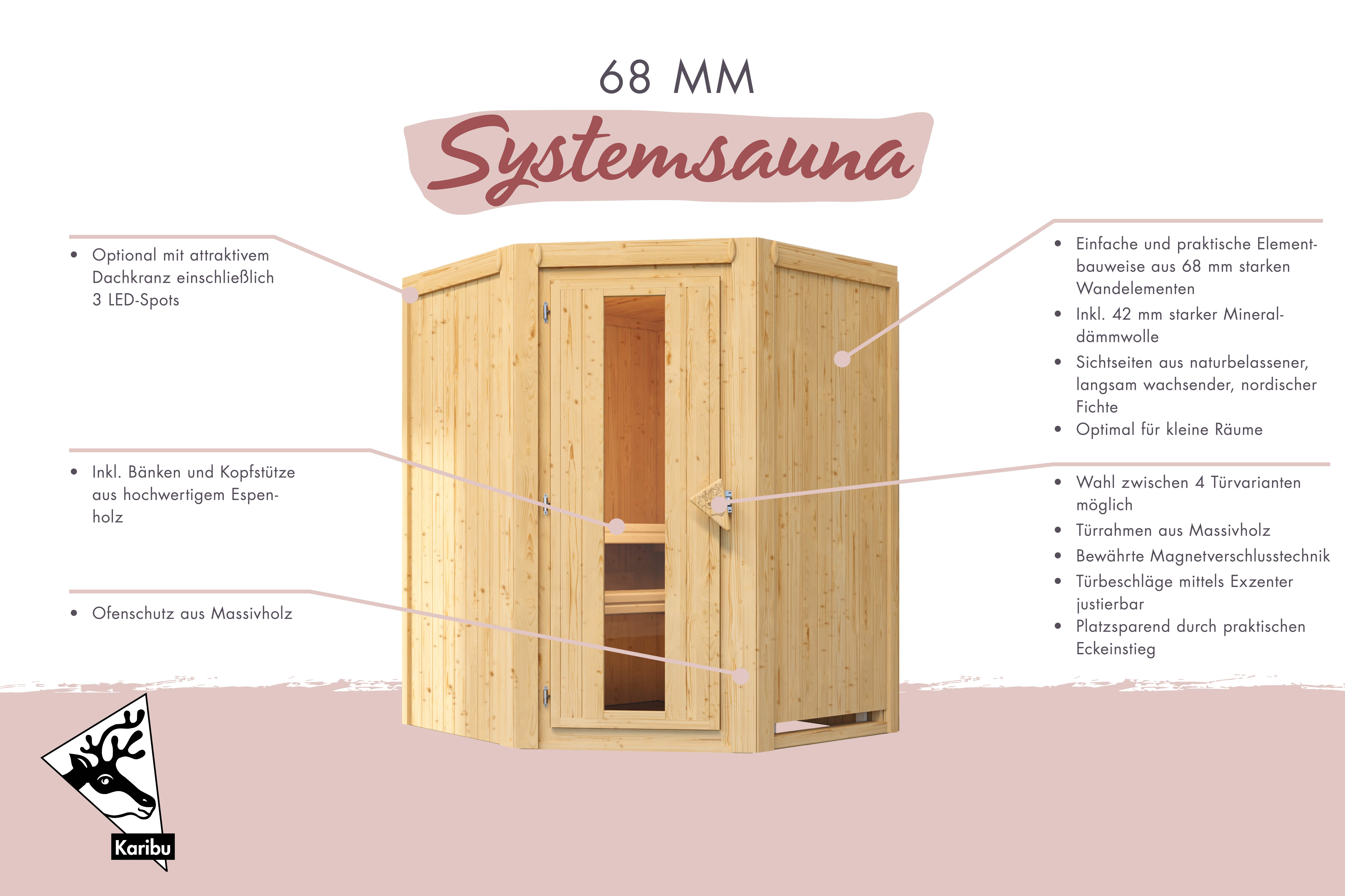 Produkt- und Ausstattungsdetail der Karibu Sauna Sodin aus dem Sortiment von Karibu