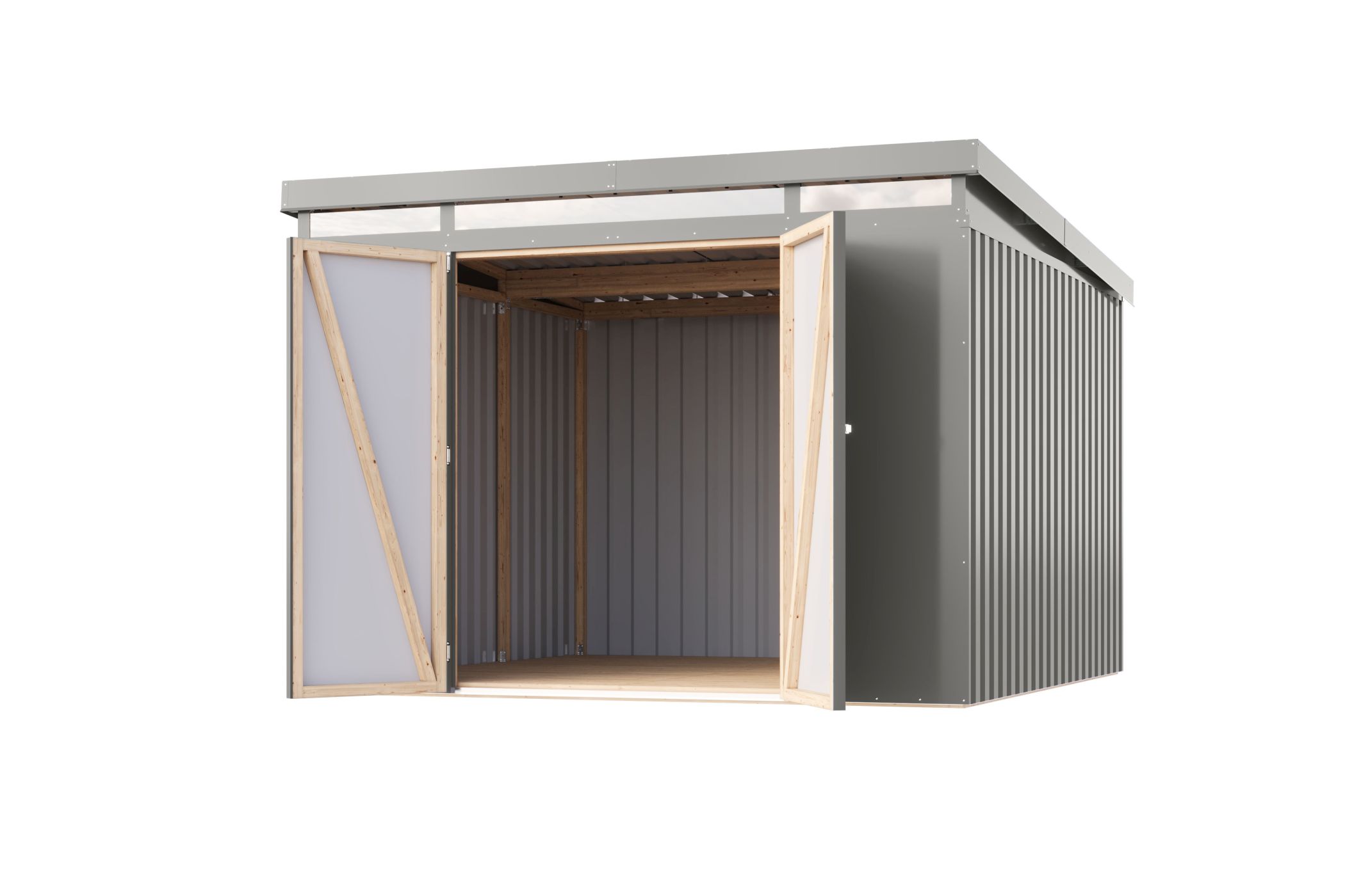Karibu großes Gerätehaus aus Metall Iridium 3,5 in Graualuminium, Freisteller
