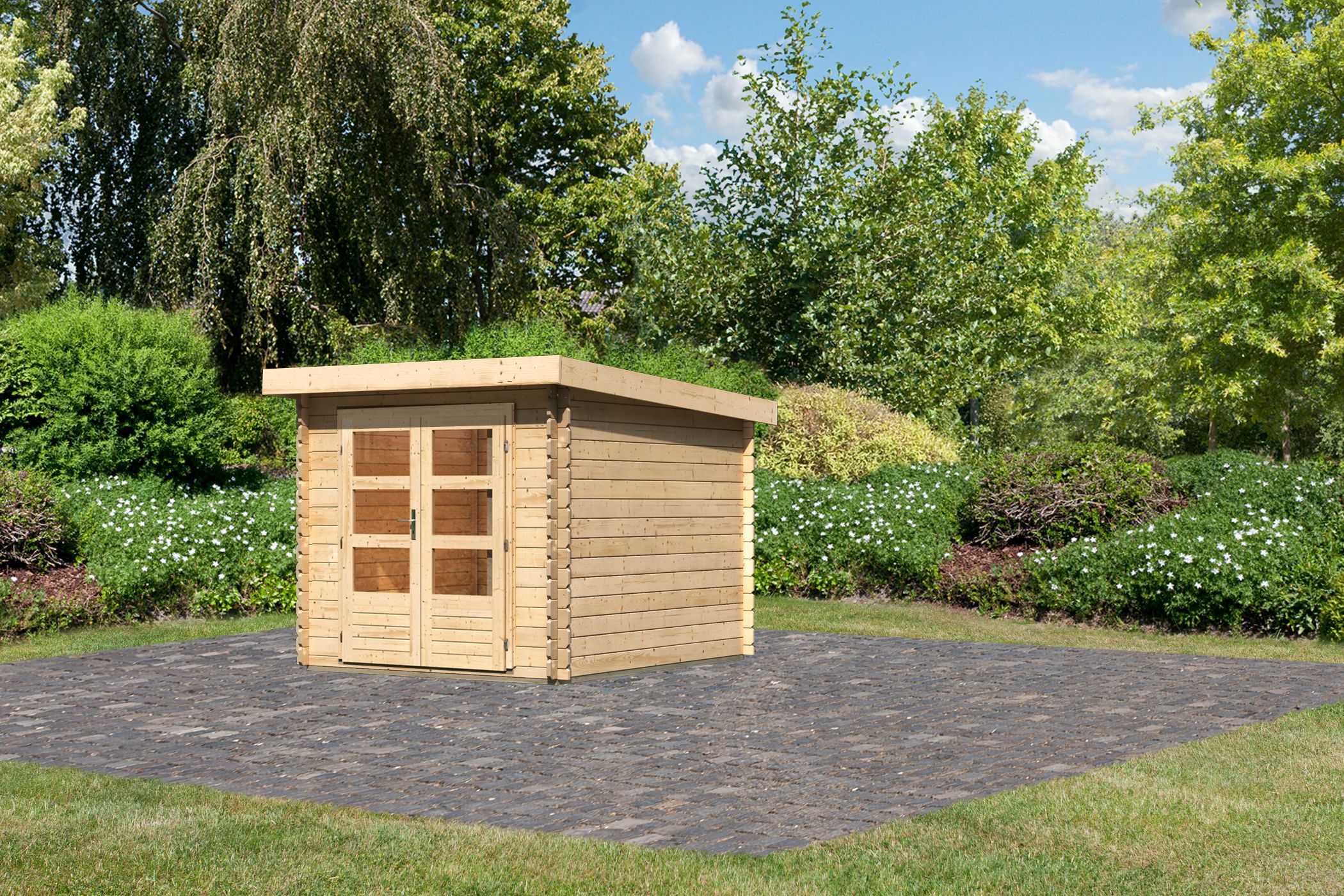 Karibu Gartenhaus Bastrup 4 in Naturbelassen, Außenansicht