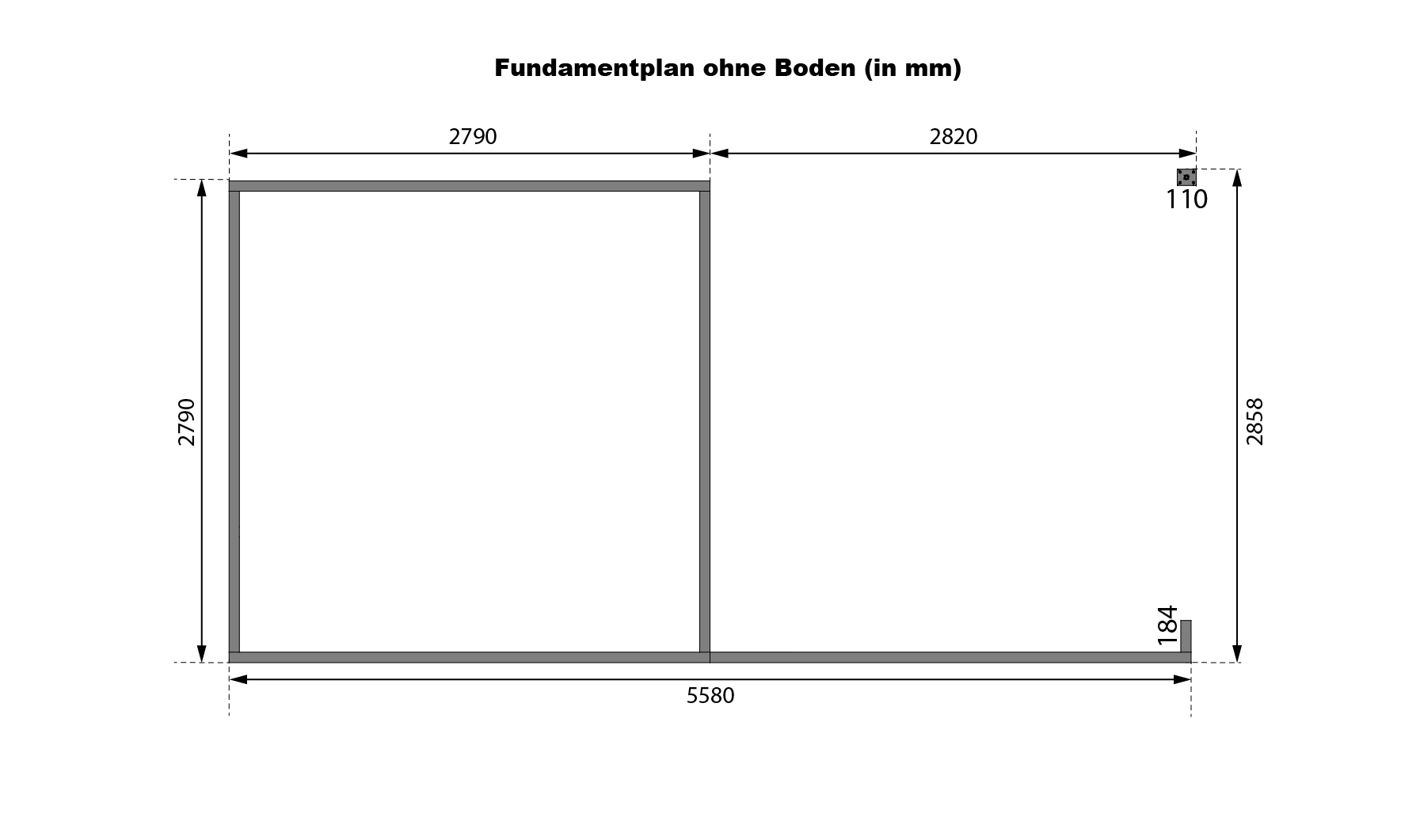 Fundamentplan des Karibu Gartenhaus Torremolinos C