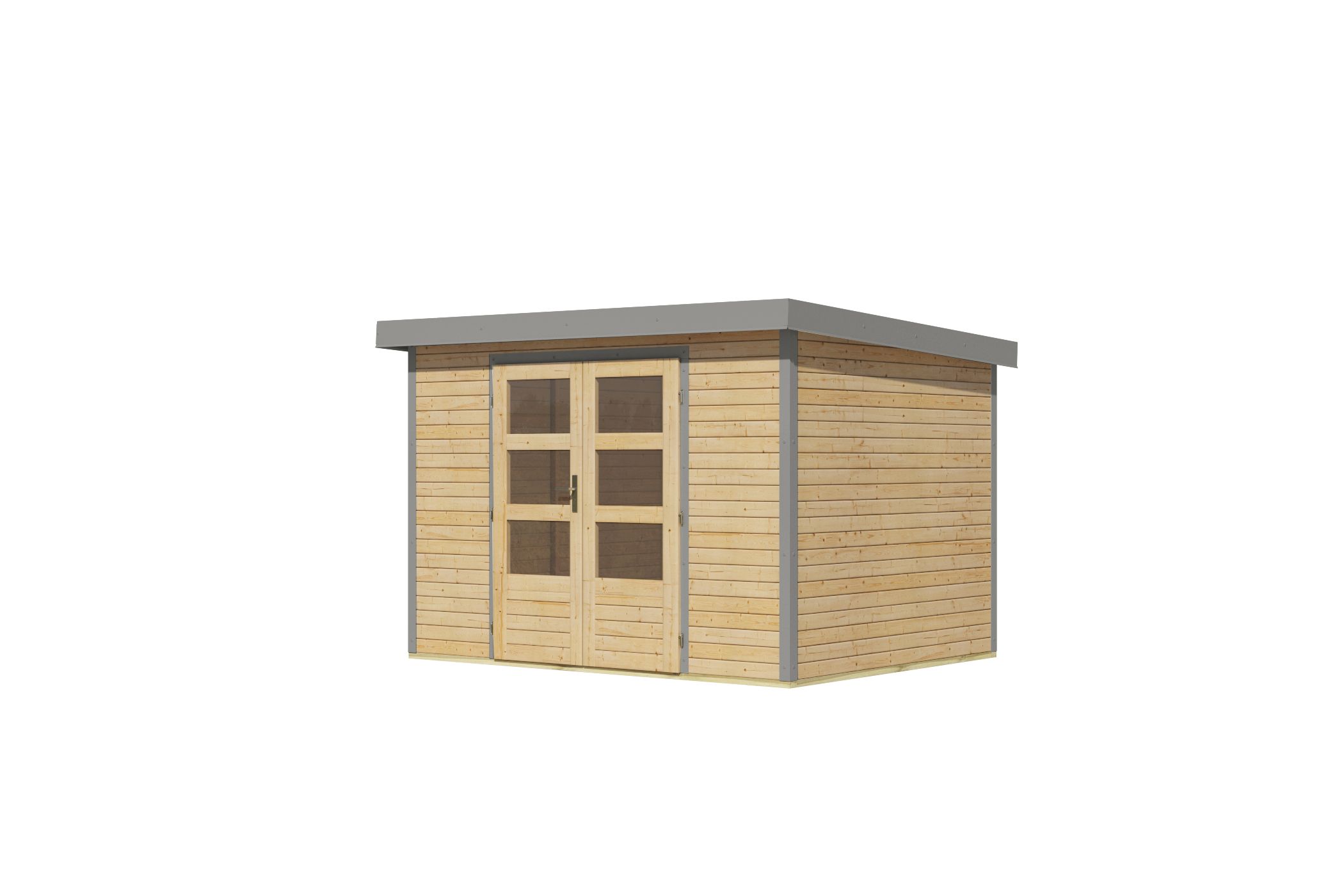 Karibu Gartenhaus Holz & Metall Jupiter 4 in Naturbelassen mit Metall in Graualuminium, Freisteller
