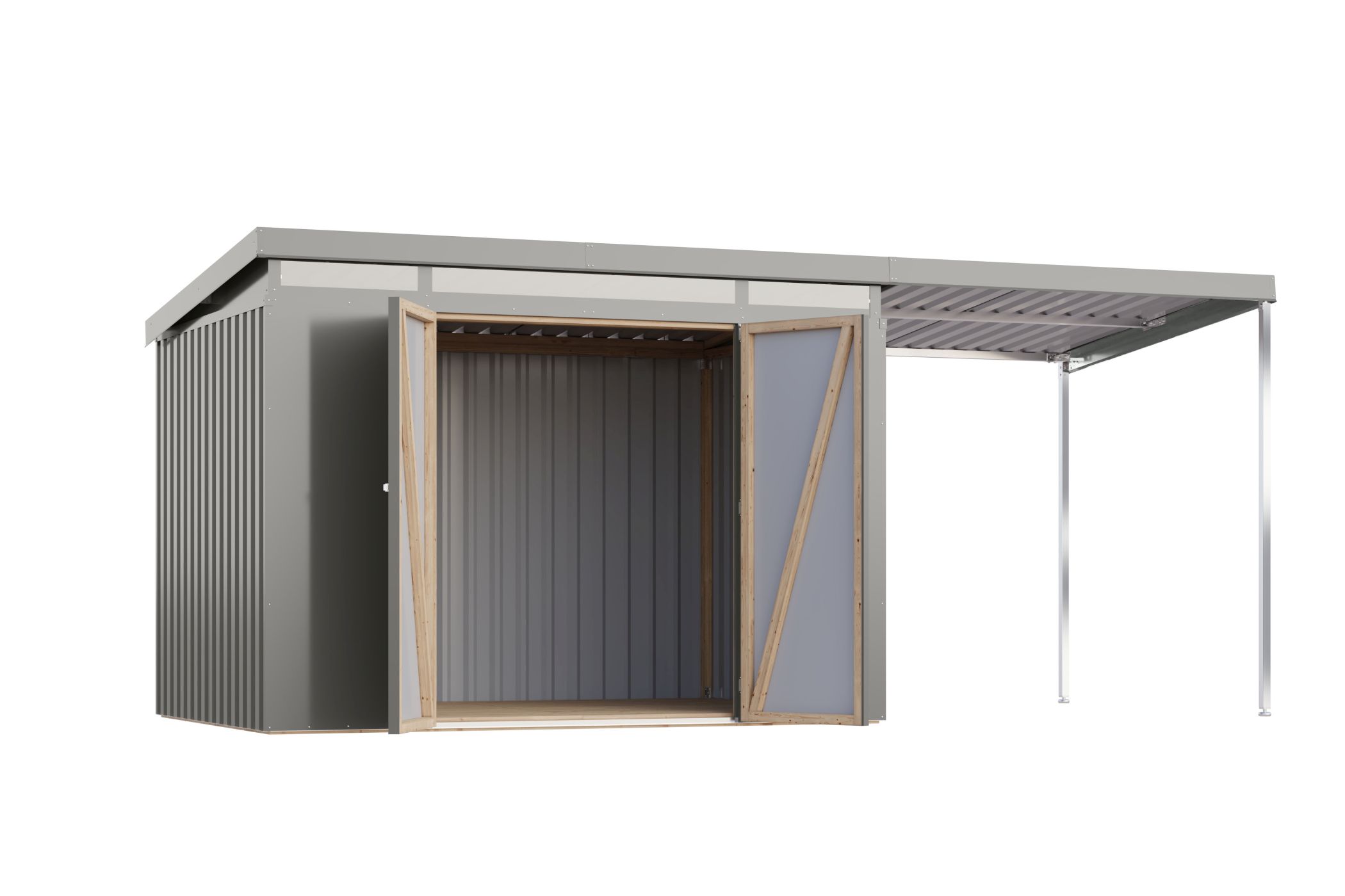 Karibu Gerätehaus aus Metall Iridium 3 in Graualuminium, Freisteller