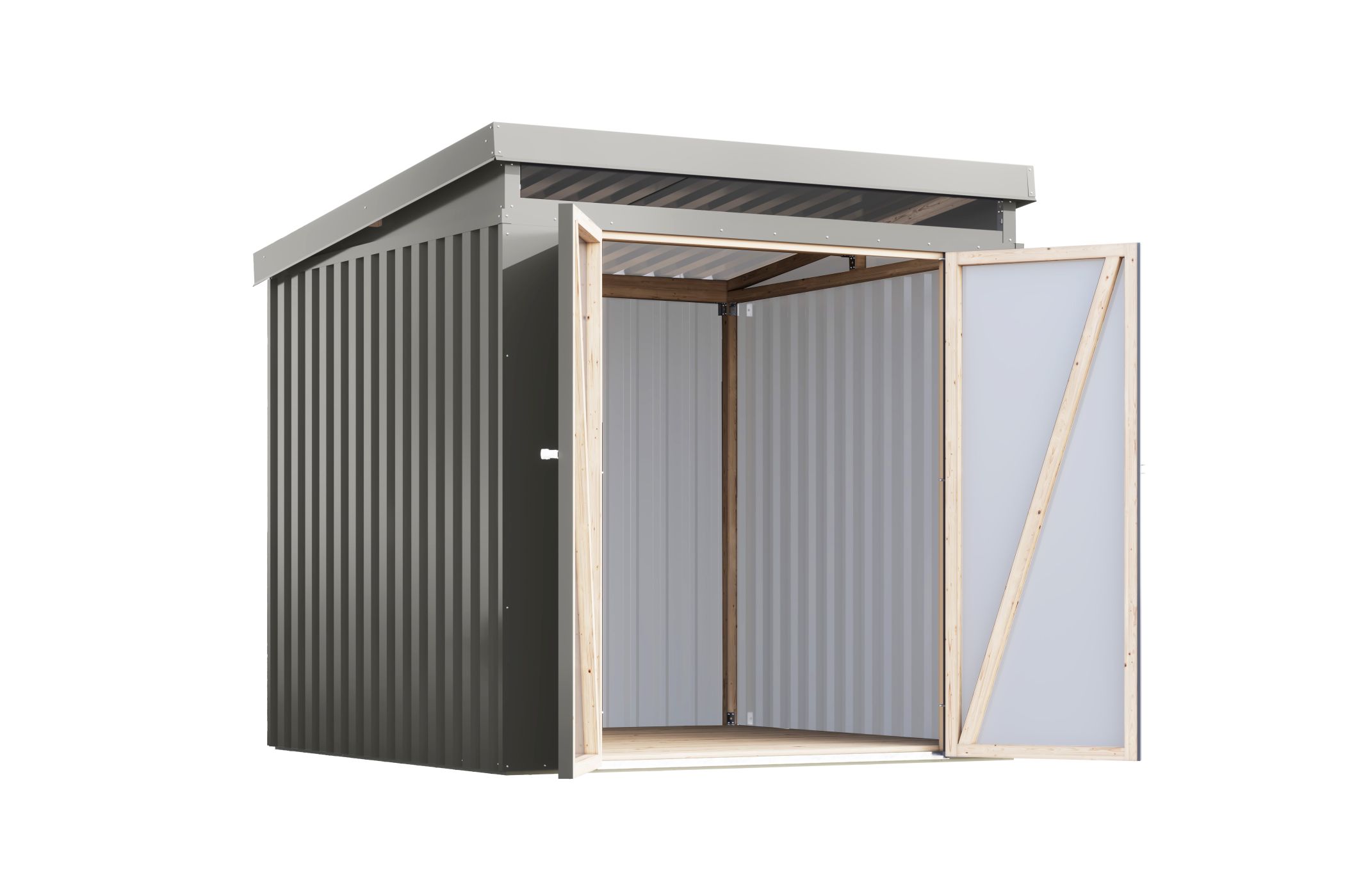 Karibu Gerätehaus aus Metall Iridium 2 in Graualuminium, Freisteller