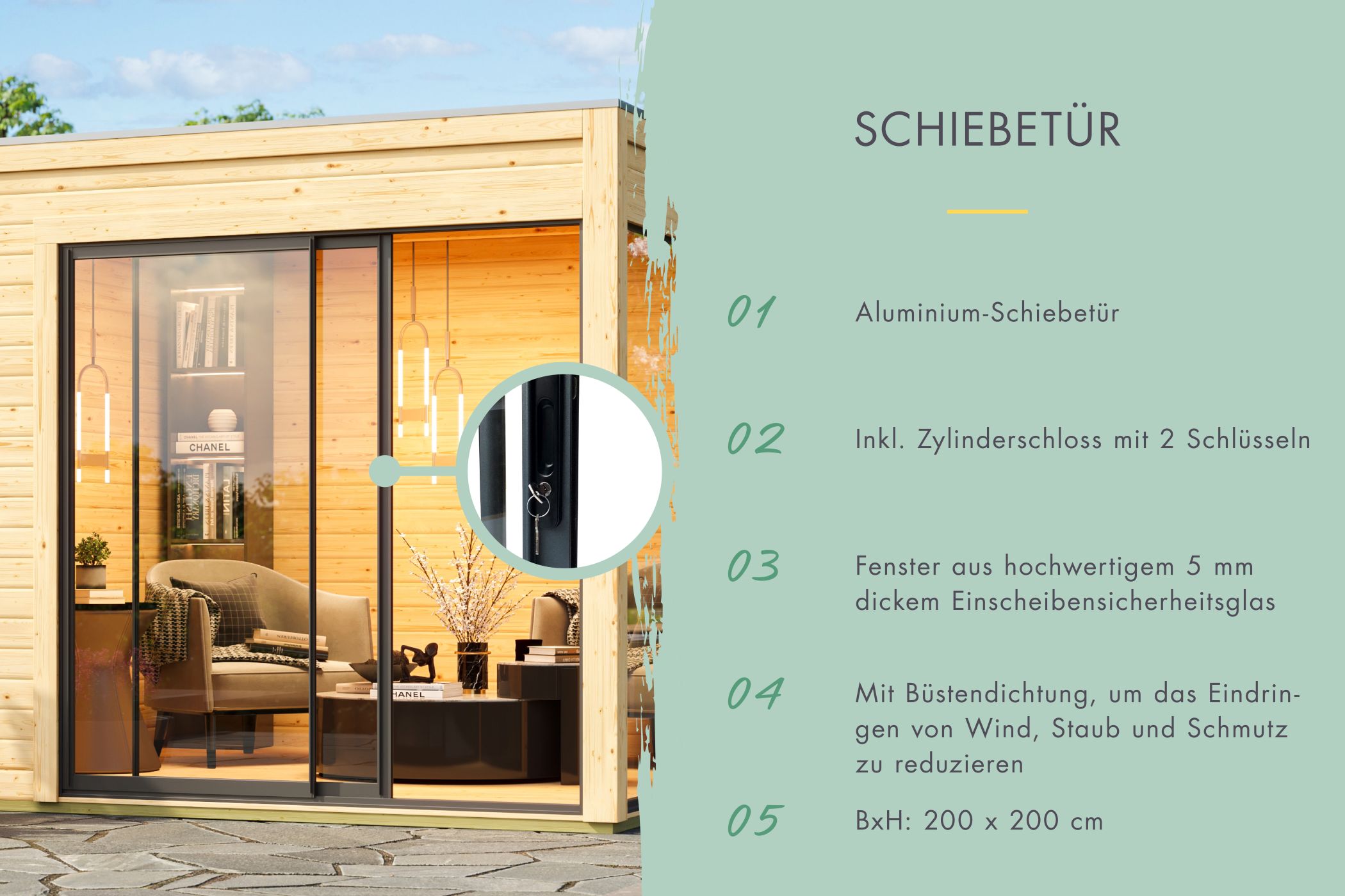 Ausstattungsdetail des Karibu Poolhaus Dice 3