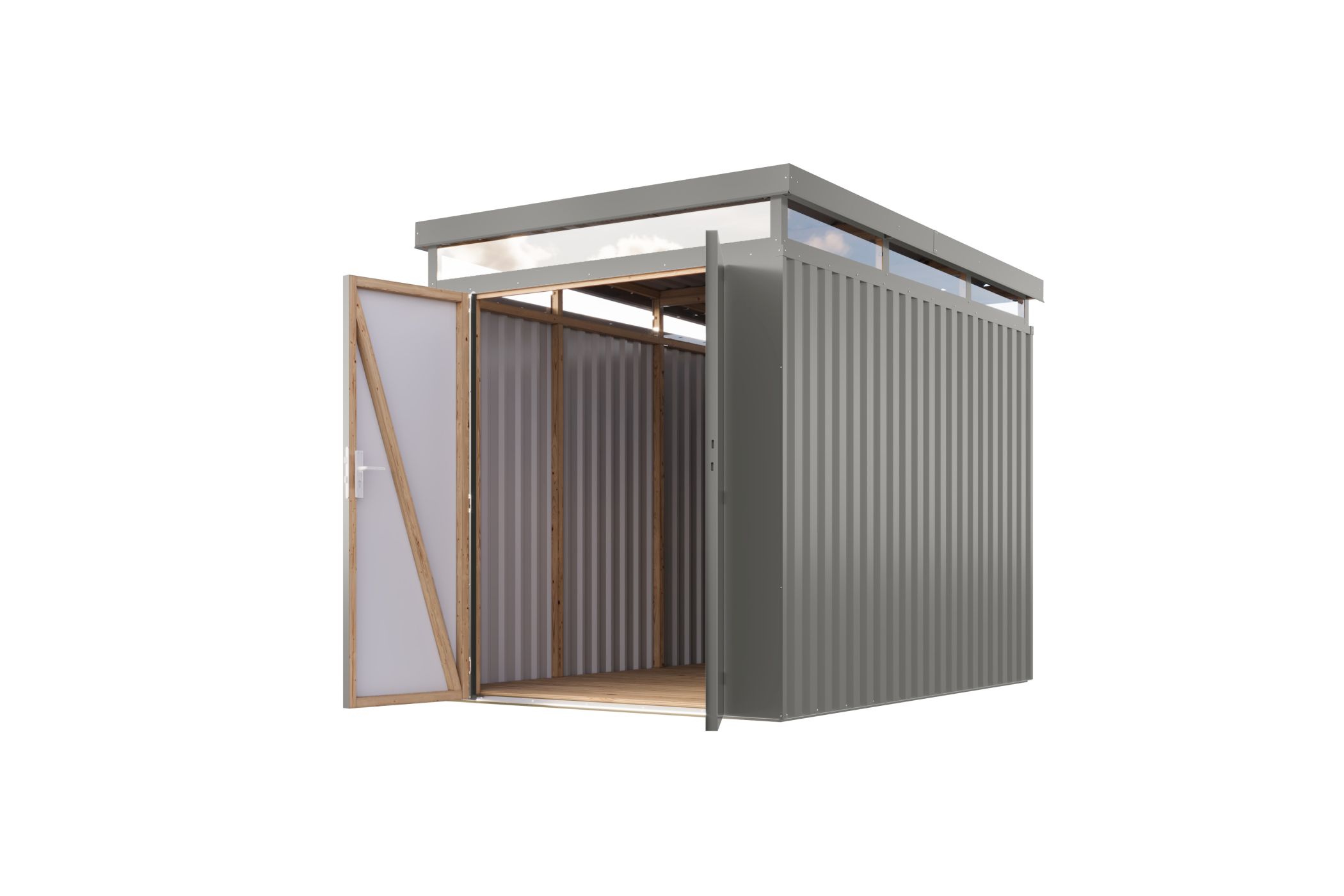 Karibu Gerätehaus aus Metall Aurum 2,5 in Graualuminium, Freisteller