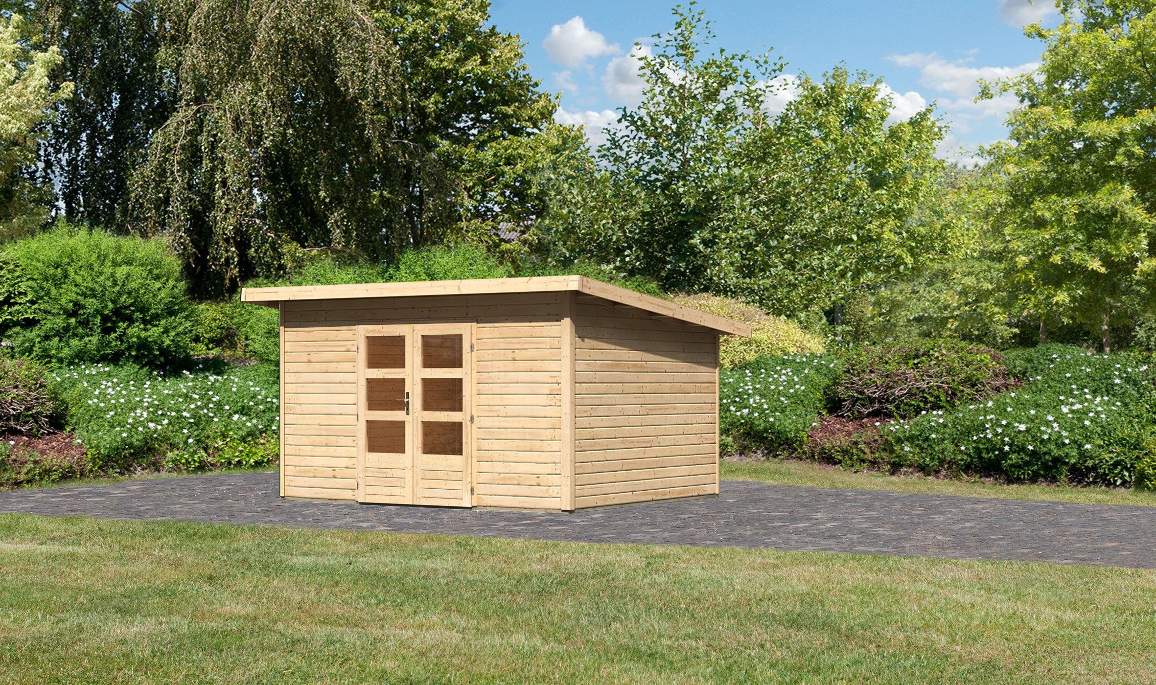 Karibu Gartenhaus Northeim 4 in Naturbelassen, Außenansicht