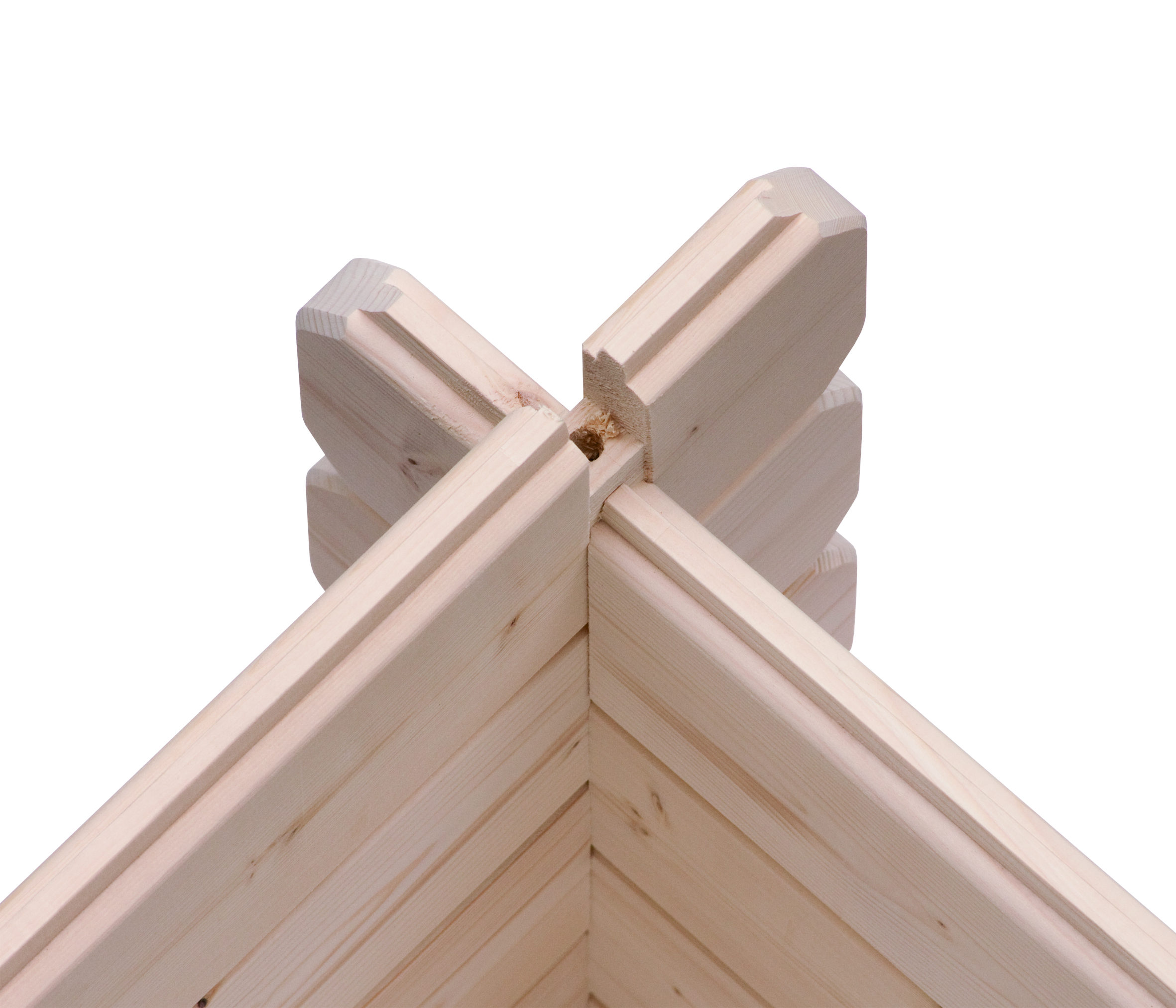 28-mm-Blockbohlenbauweise des Karibu Gartenhaus Olaf 5 mit Nut-und-Feder-Verbindung