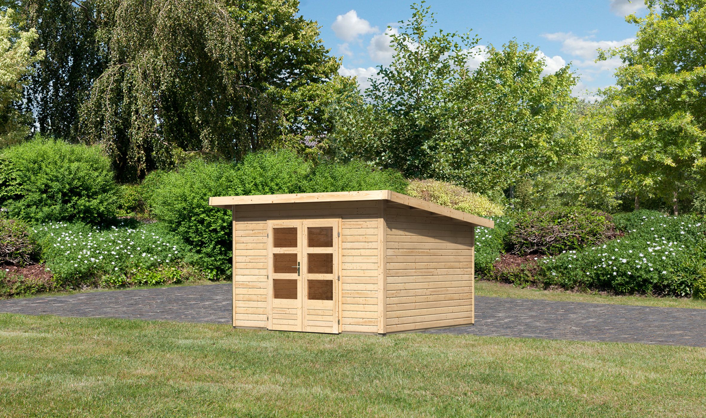Karibu Gartenhaus Northeim 3 in Naturbelassen, Außenansicht