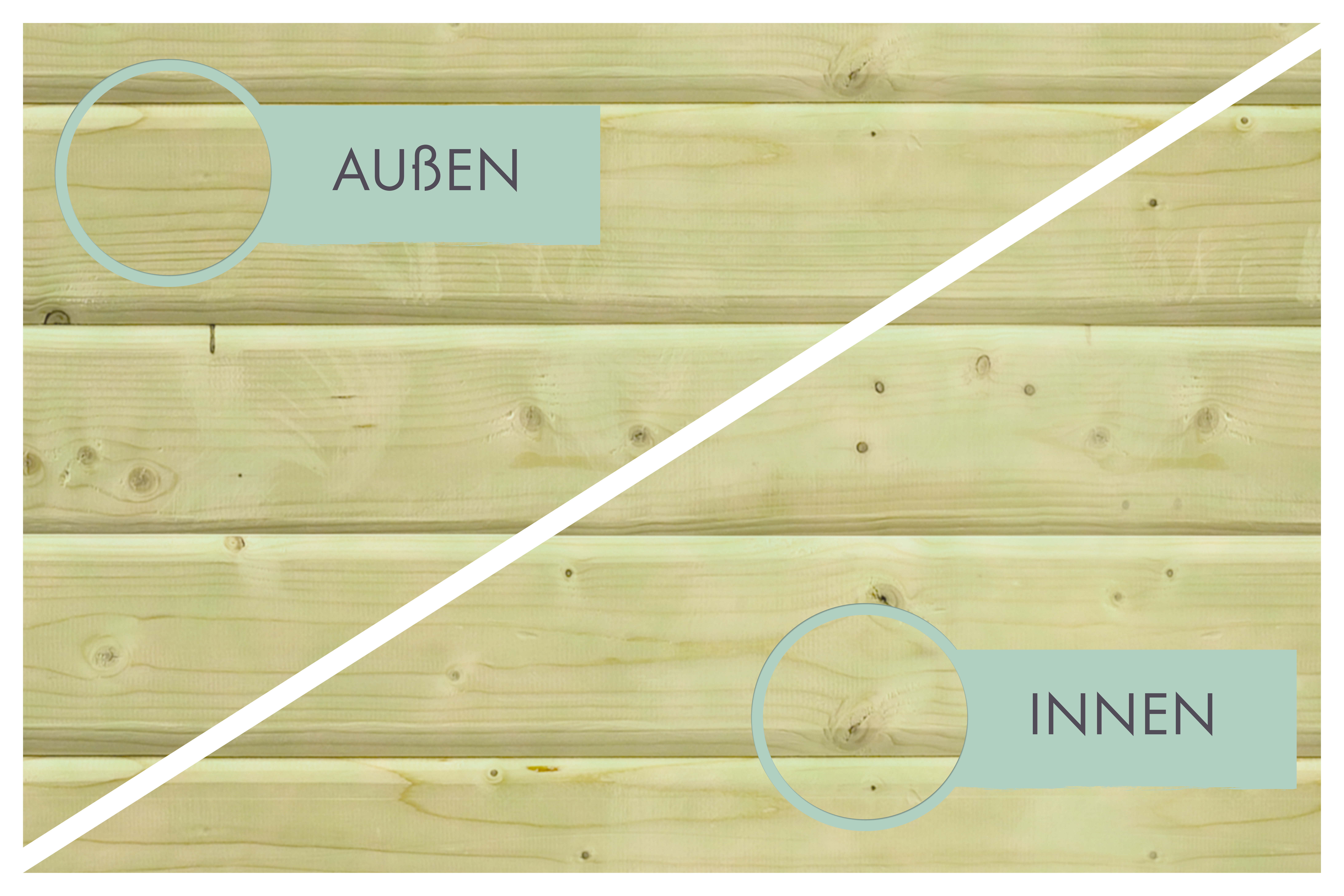 Wandholz des Karibu Pool Modell 4, außen und innen naturbelassen