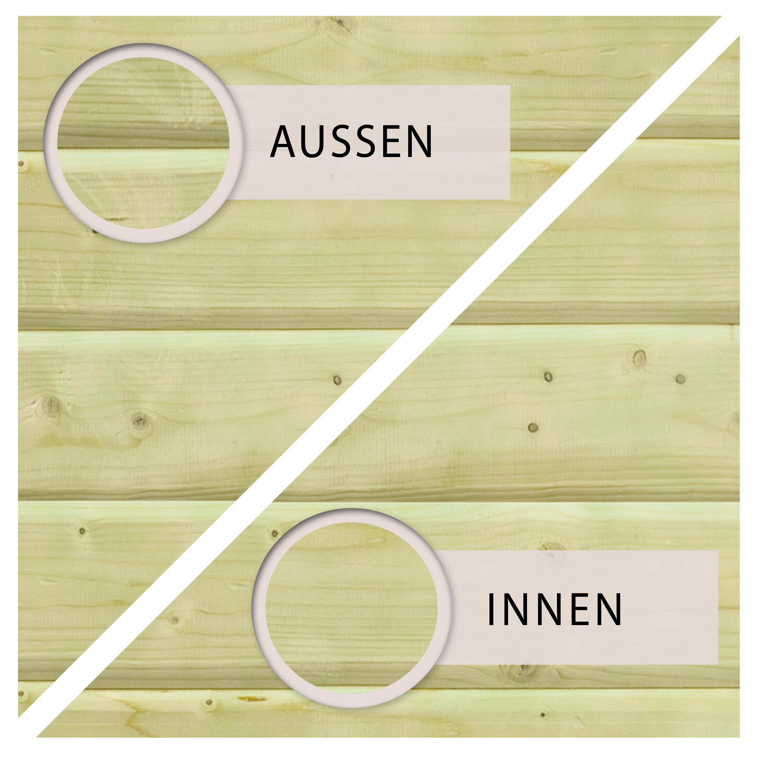 Wandholz des Karibu Rechteck Pool 1, außen und innen naturbelassen