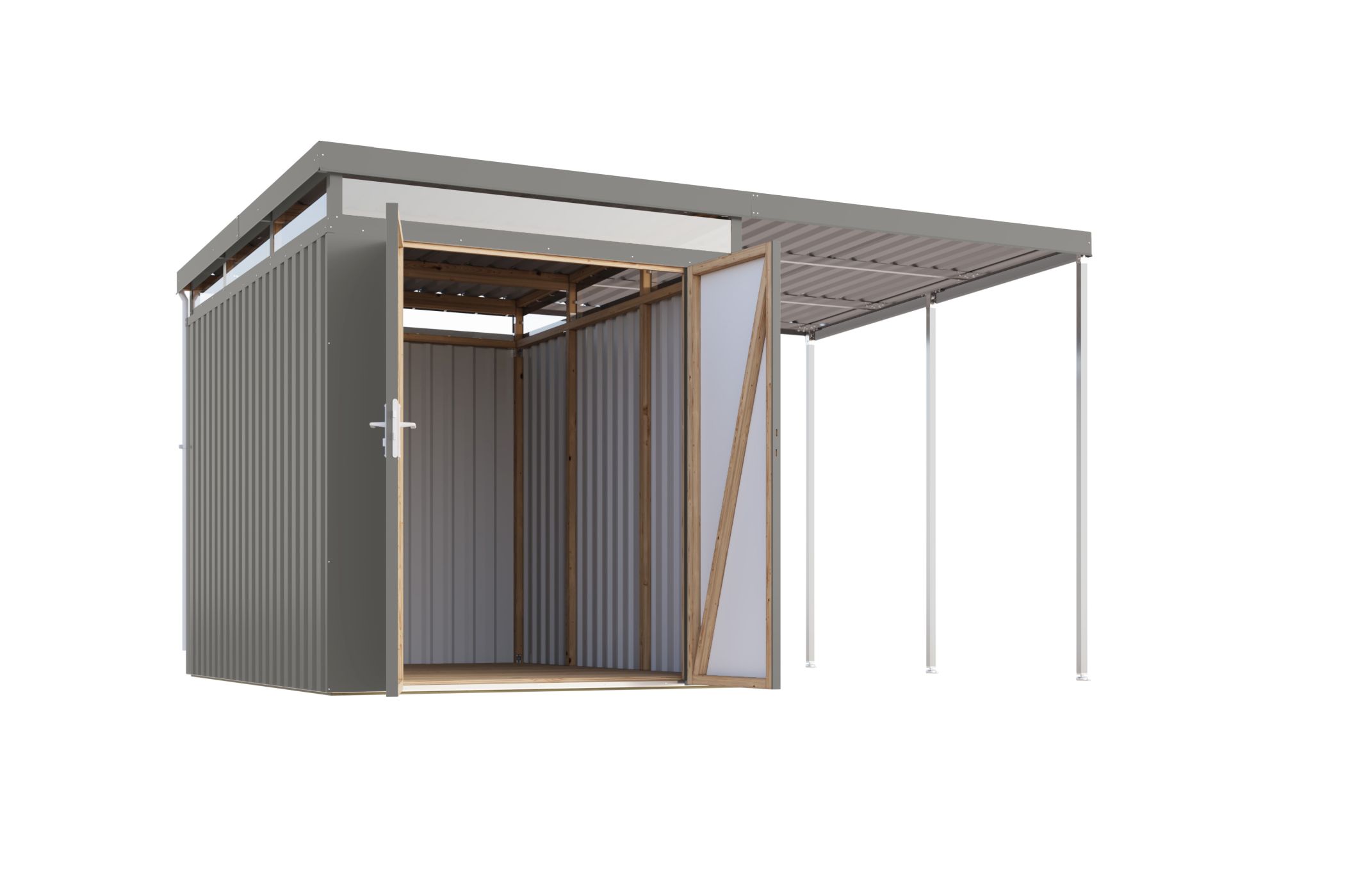 Karibu Gerätehaus aus Metall Aurum 2,5 in Graualuminium, Freisteller