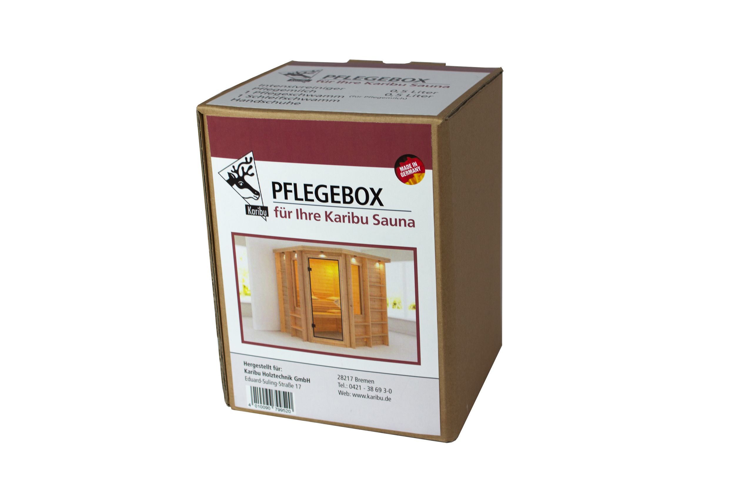 Karibu Pflegebox für Sauna aus Holz, freigestellt
