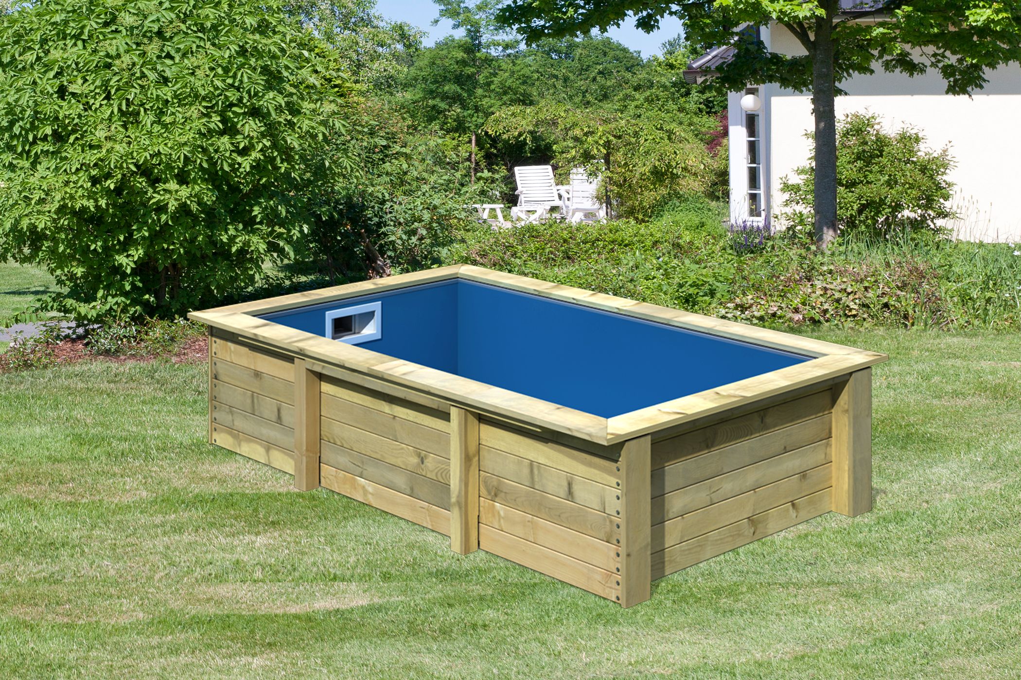 Produktbild eines Karibu Gartenprodukts aus Holz, im Garten aufgebaut