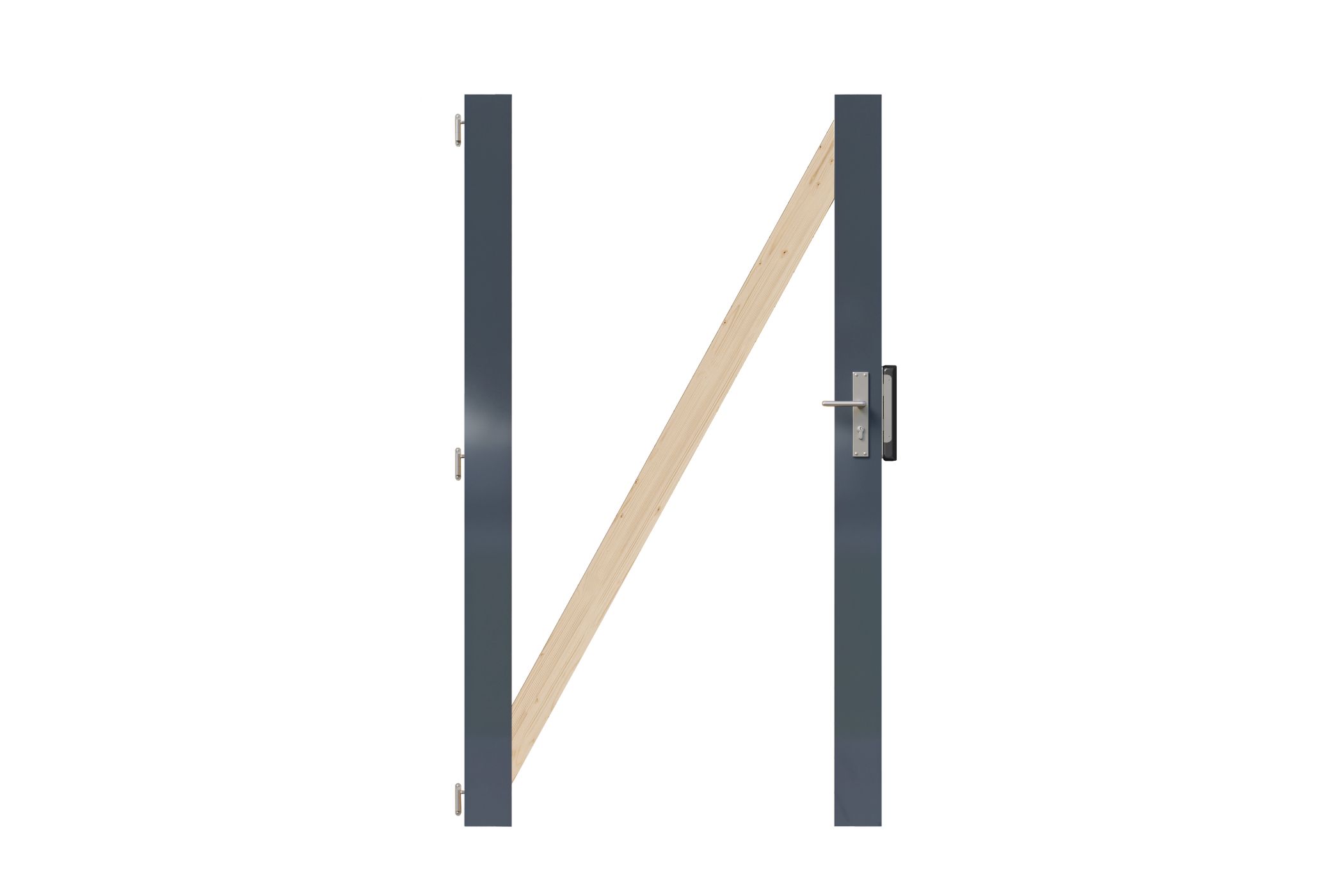 Karibu Torrahmenset mit diagonaler Holzverstrebung und Beschlägen, ohne Füllung und Pfosten