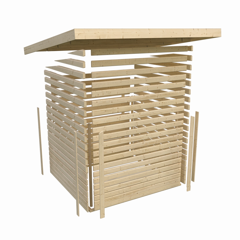 Wandaufbau der Karibu 38 mm Elementsauna im Querschnitt mit Mineraldämmung