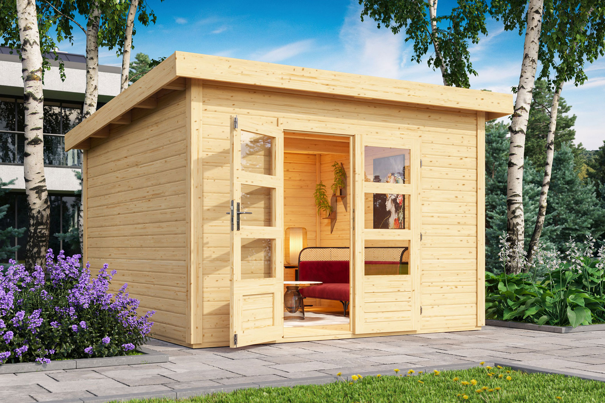 Karibu Gartenhaus Northeim 3 in Naturbelassen im Garten