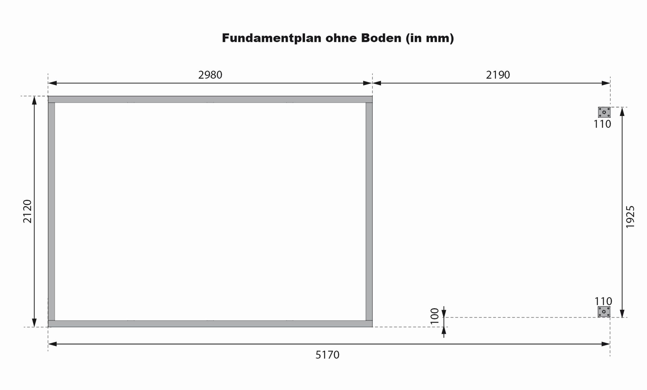 Technische Zeichnung des Karibu Gartenhaus Holz & Metall Jupiter 4