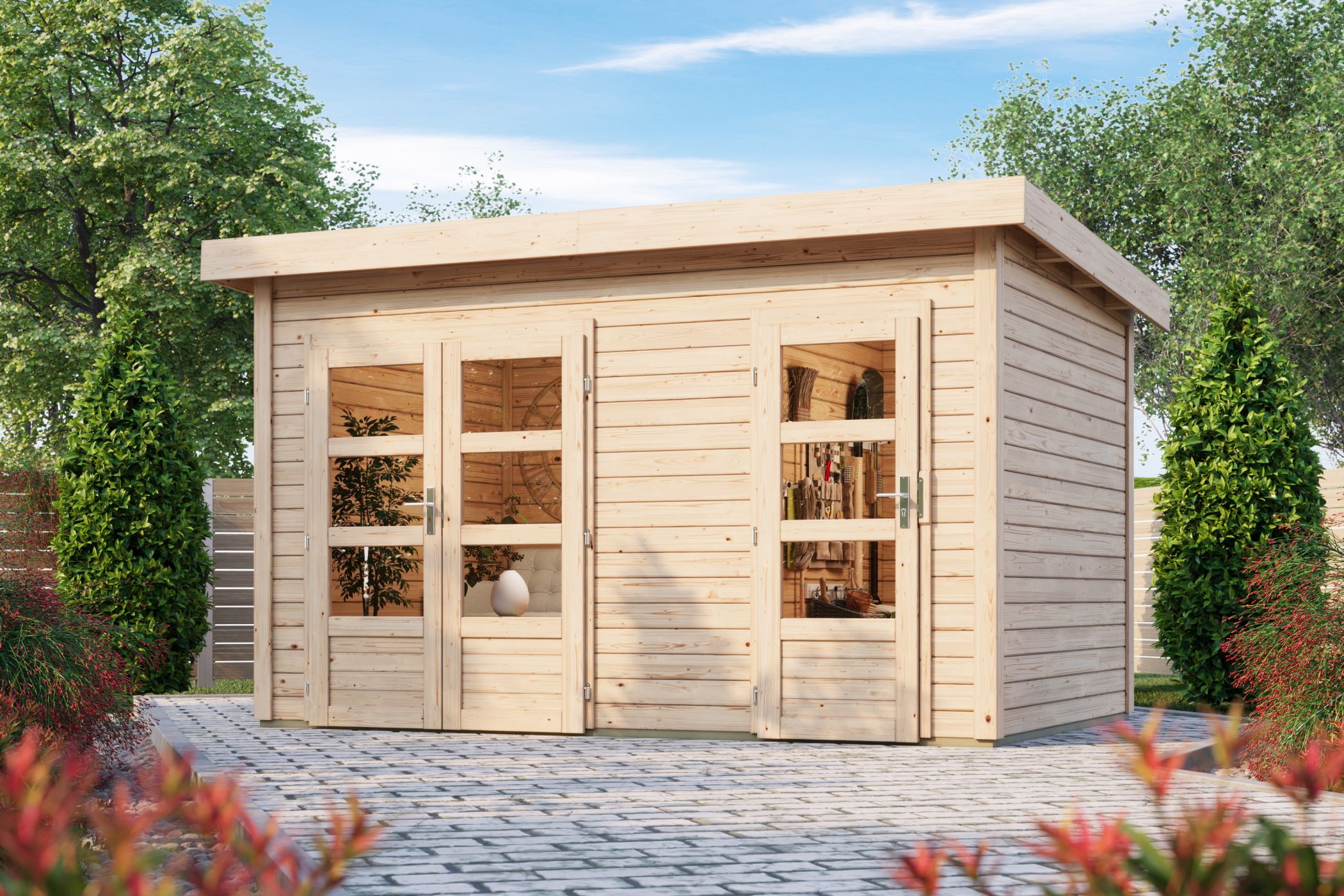 Karibu Gartenhaus Tintrup in Naturbelassen im Garten