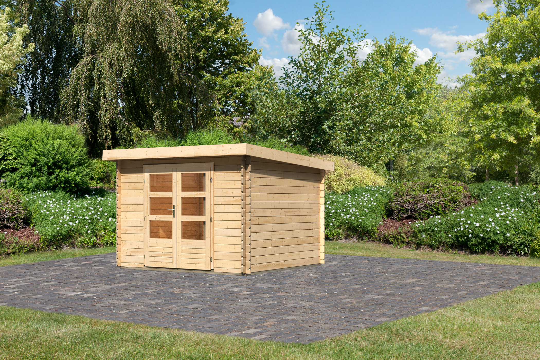Karibu Gartenhaus Olaf 5 in Naturbelassen, Außenansicht