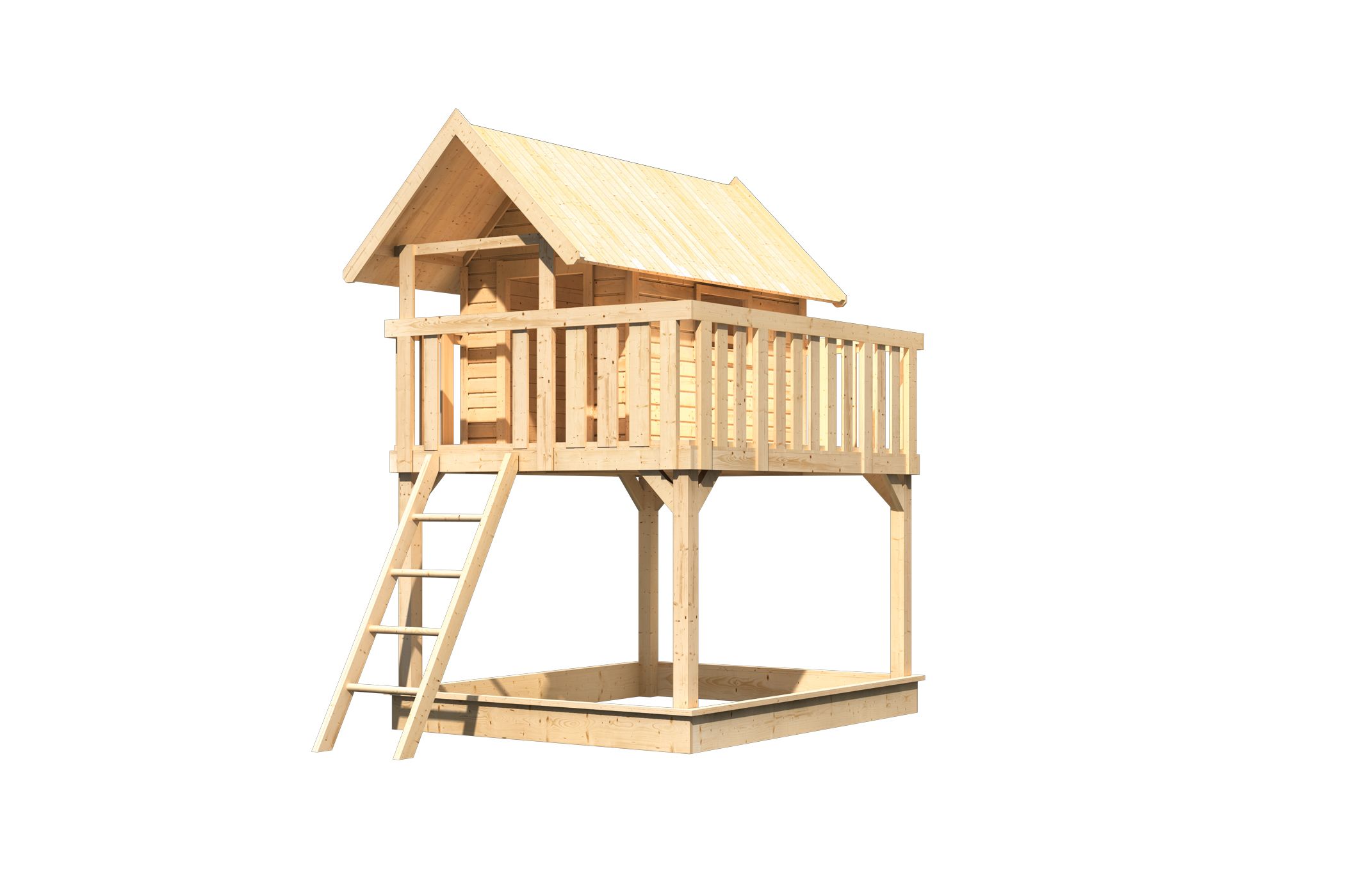 Karibu Stelzenhaus Fidel aus Holz, freigestellt