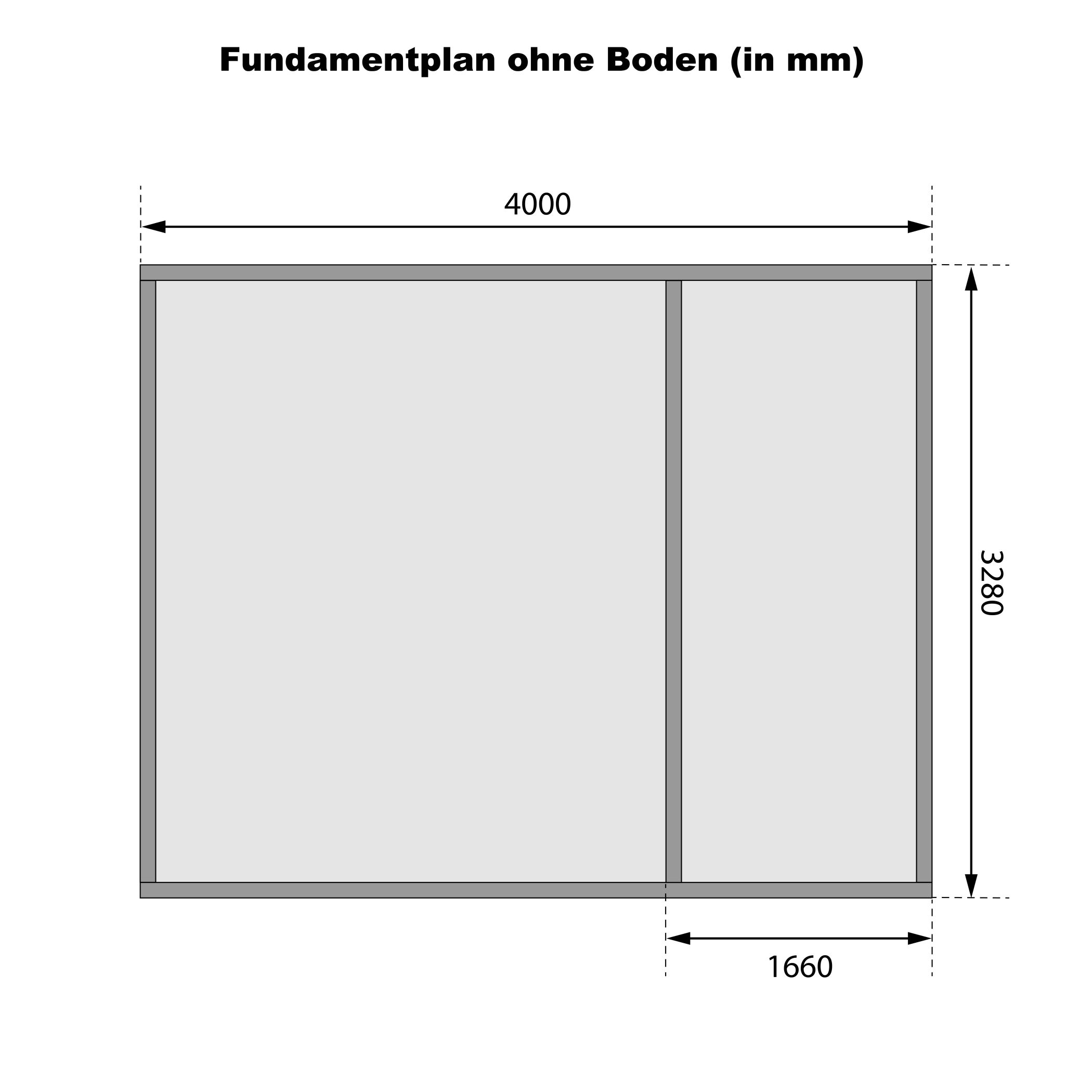 Fundamentplan des Karibu großes Gerätehaus Mühlentrup 3