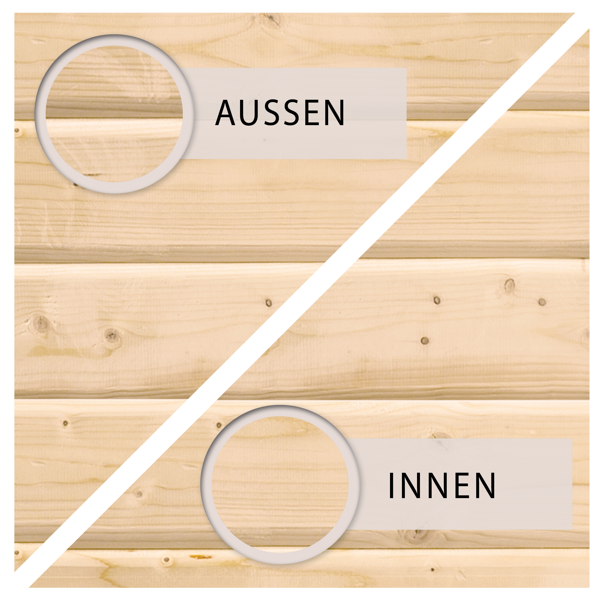 Wandholz des Karibu Gartenhaus Theres 3, außen und innen naturbelassen