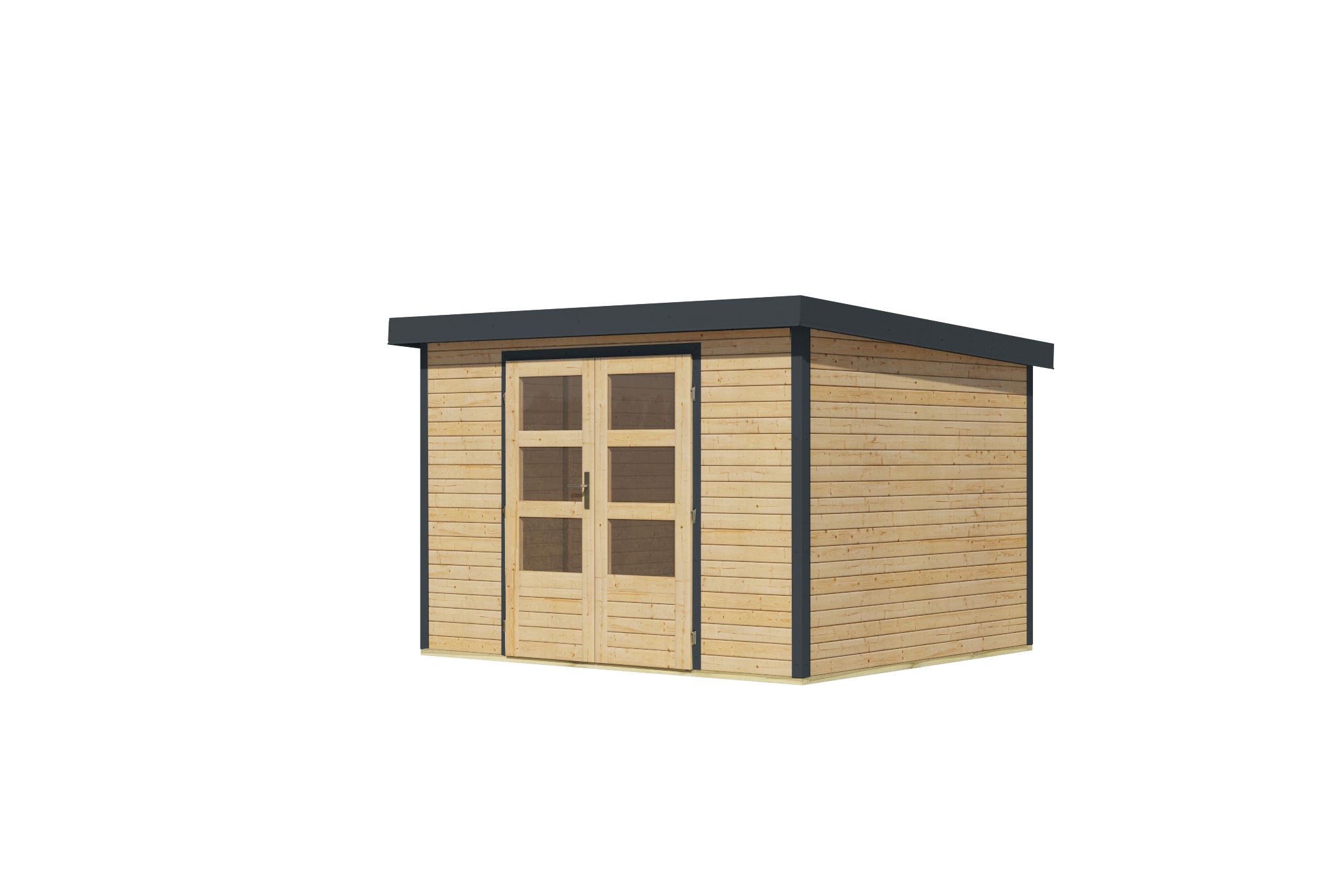 Karibu Gartenhaus Holz & Metall Jupiter 5 in Naturbelassen mit Metall in Anthrazit, Freisteller