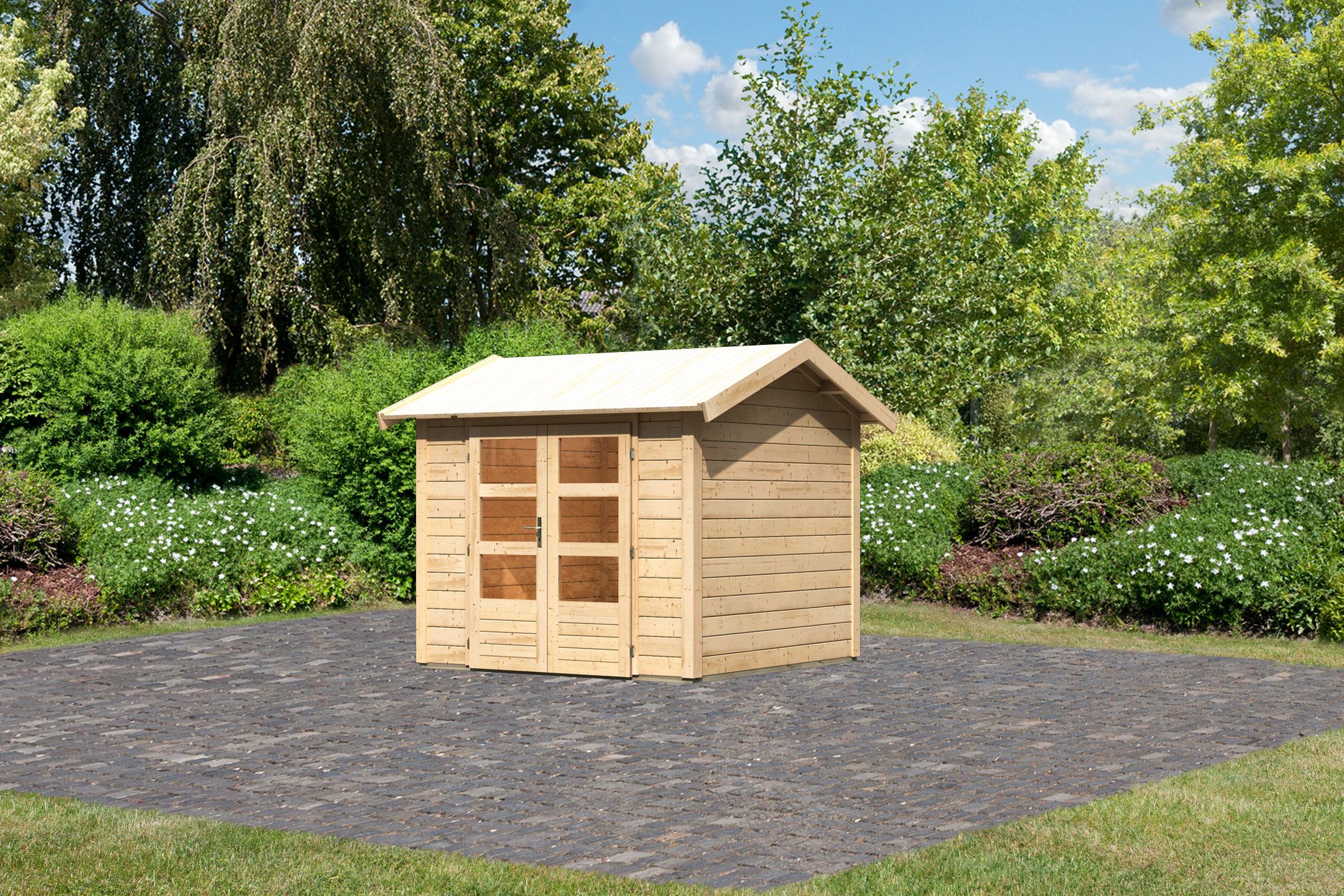 Karibu Gartenhaus Theres 3 in Naturbelassen, Außenansicht