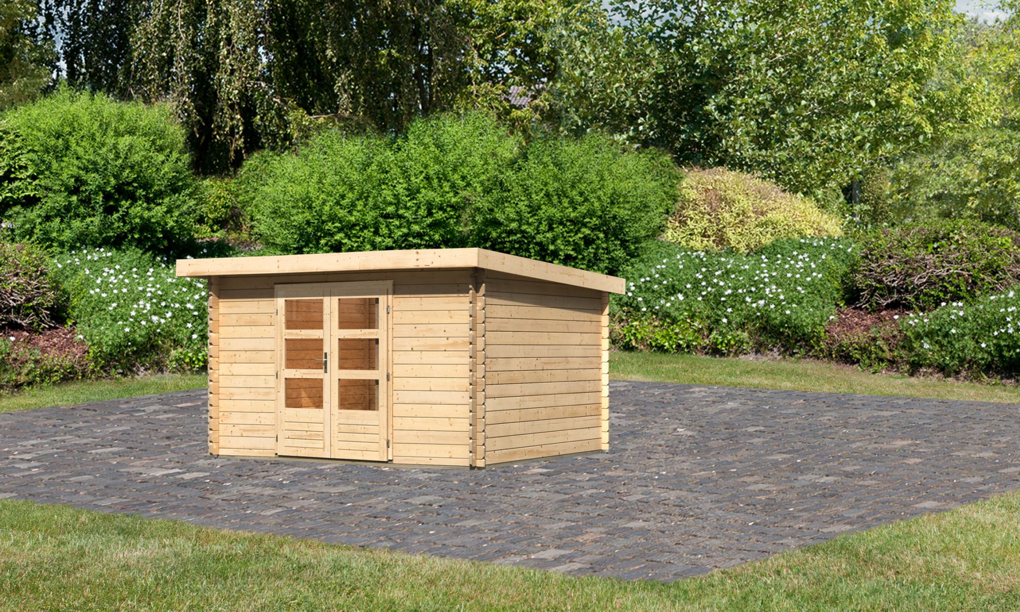 Karibu Gartenhaus Bastrup 7 in Naturbelassen, Außenansicht