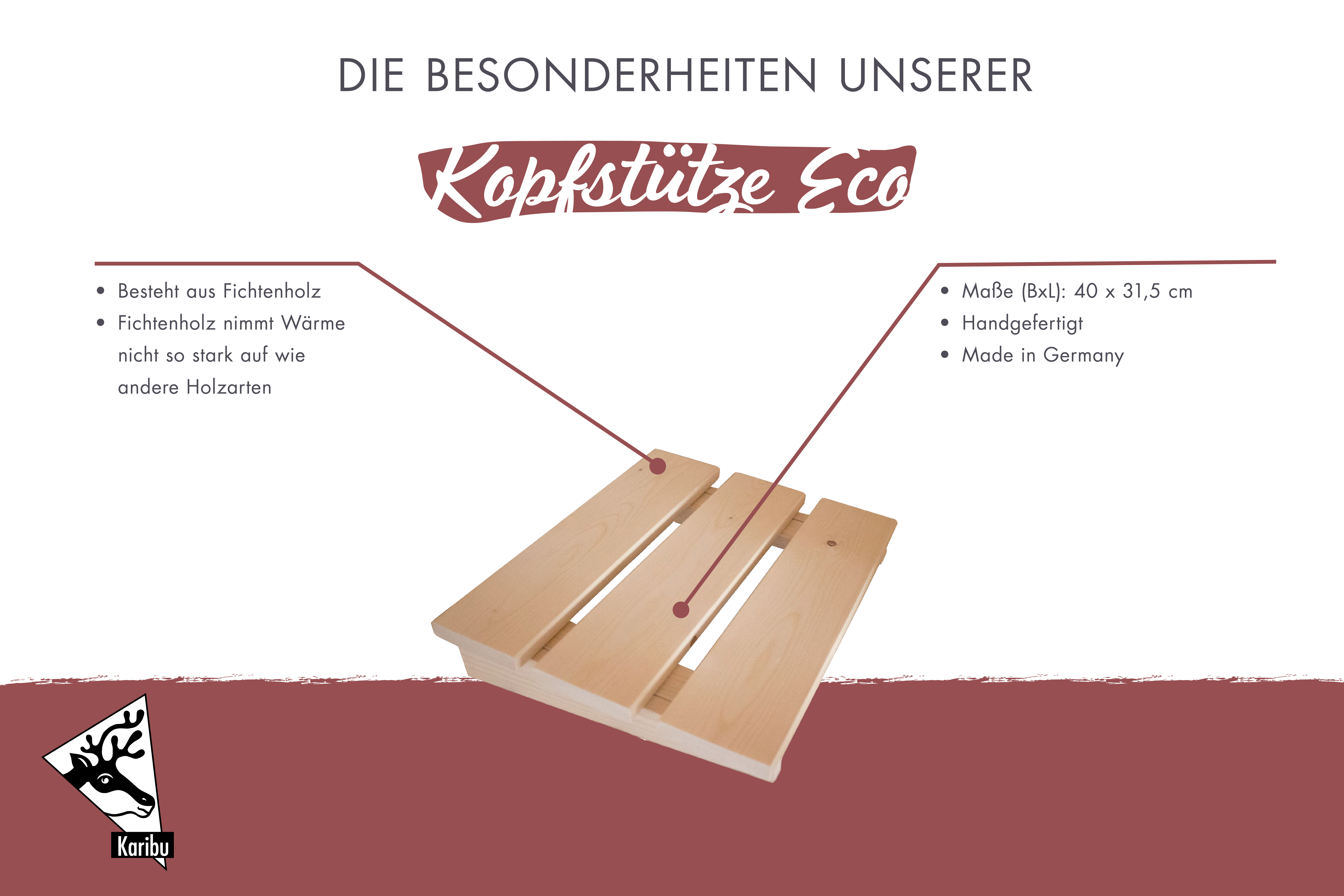 Maßzeichnung der Karibu Kopfstütze Basic mit Bemaßung von Grundfläche und Höhe
