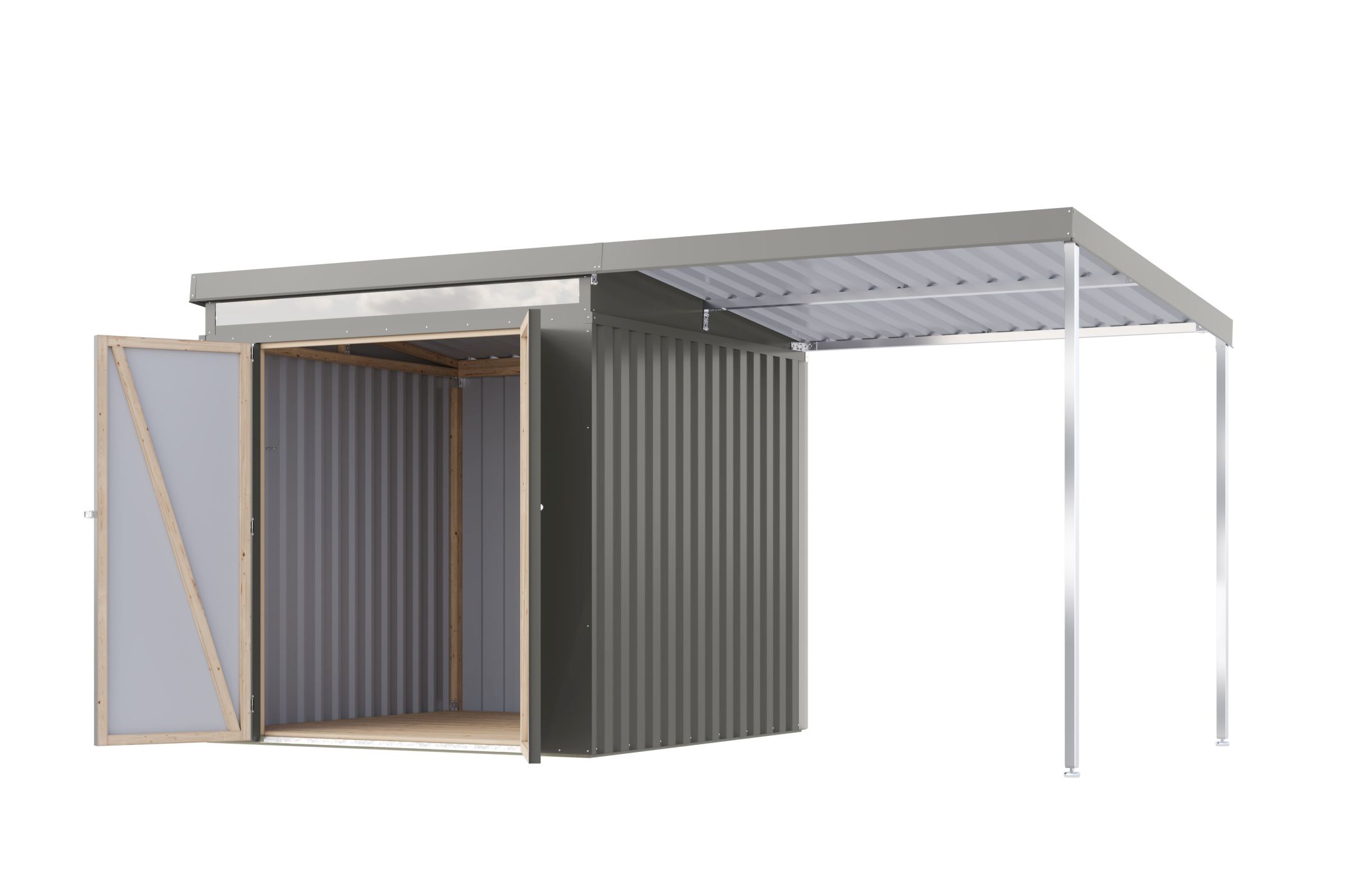 Karibu Gerätehaus aus Metall Iridium 2 in Graualuminium, Freisteller