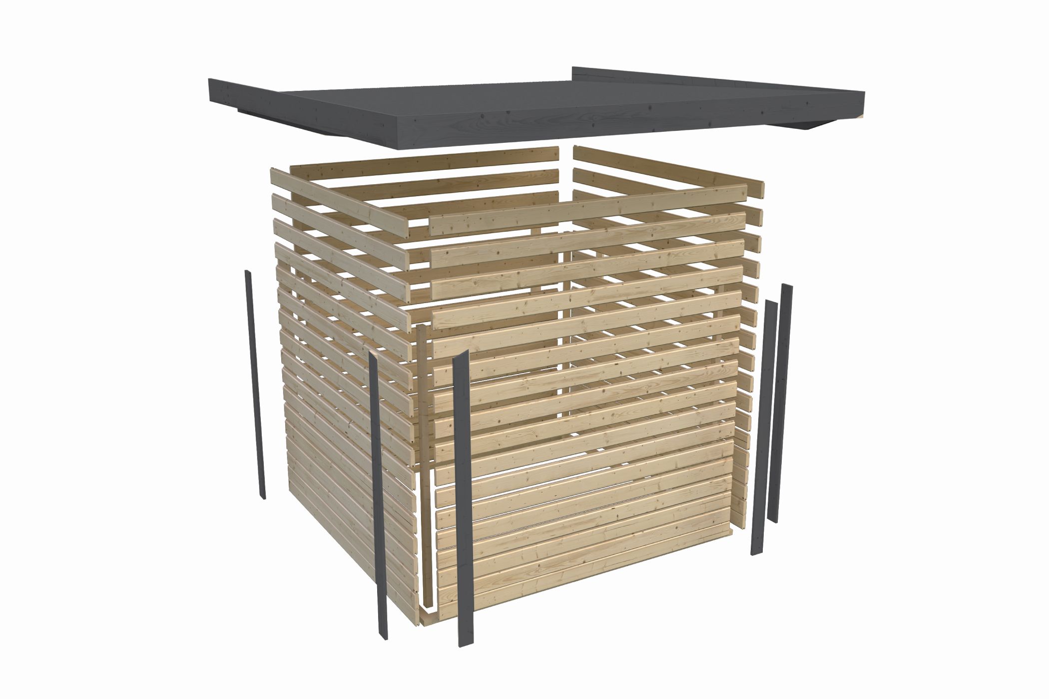 Technische Zeichnung des Karibu Gartenhaus Holz & Metall Pluto 1
