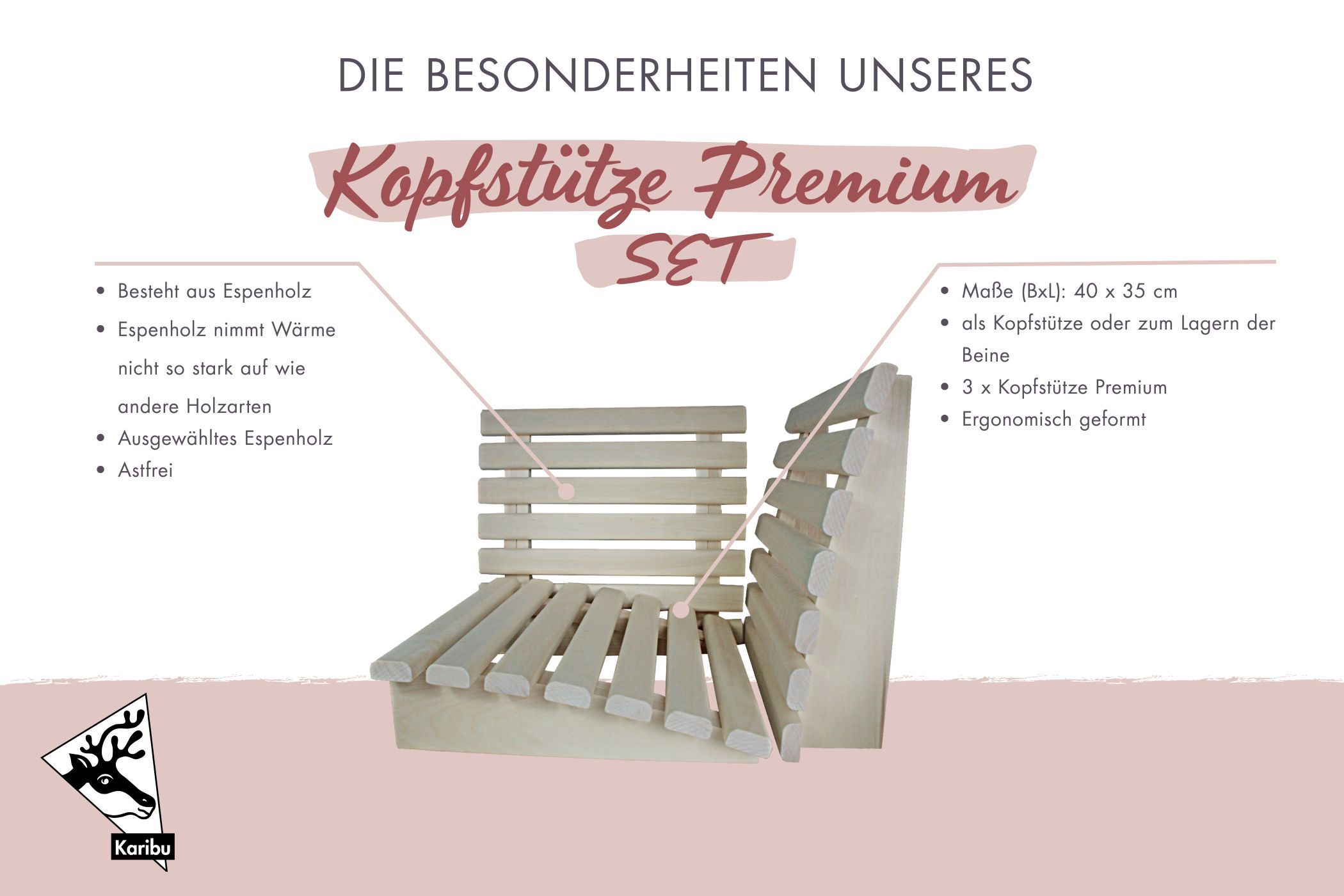 Karibu Kopfstütze Premium Set aus Holz, im Garten aufgebaut