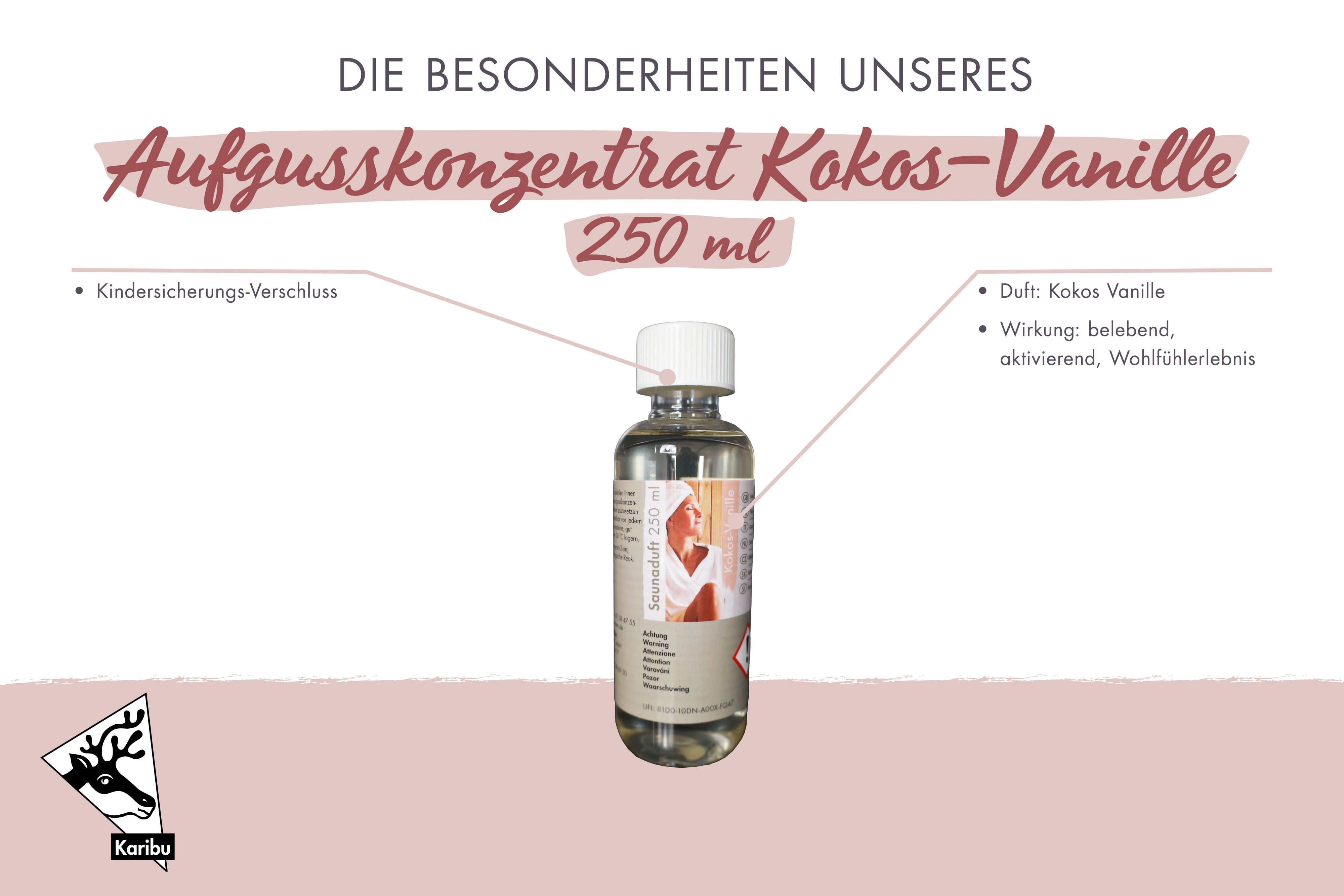 Karibu Saunaduft Kokos Vanille 250ml / Lagerabverkauf aus Holz, im Garten aufgebaut