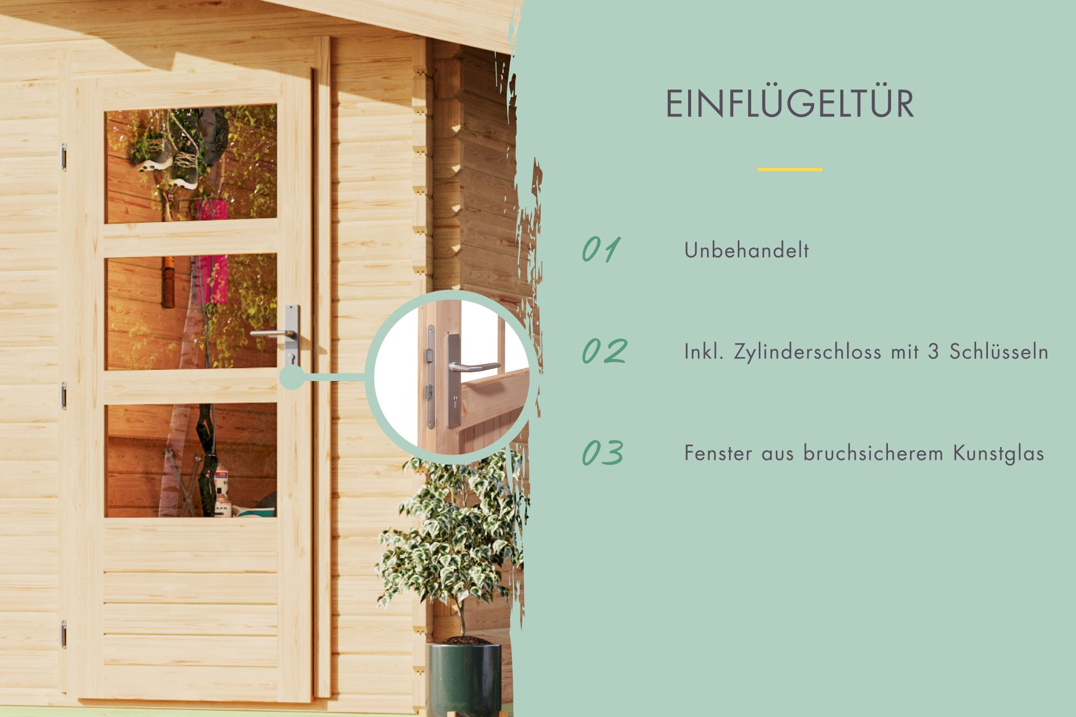 Ausstattungsdetail des Karibu Blockbohlengarage